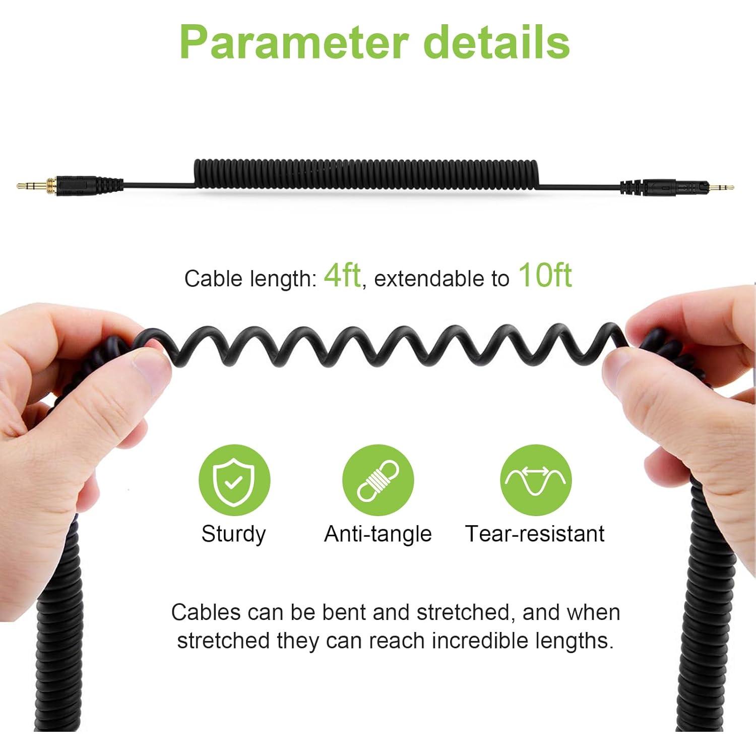 Cable de audio en espiral 2.5mm a 3.5mm Audio Technica