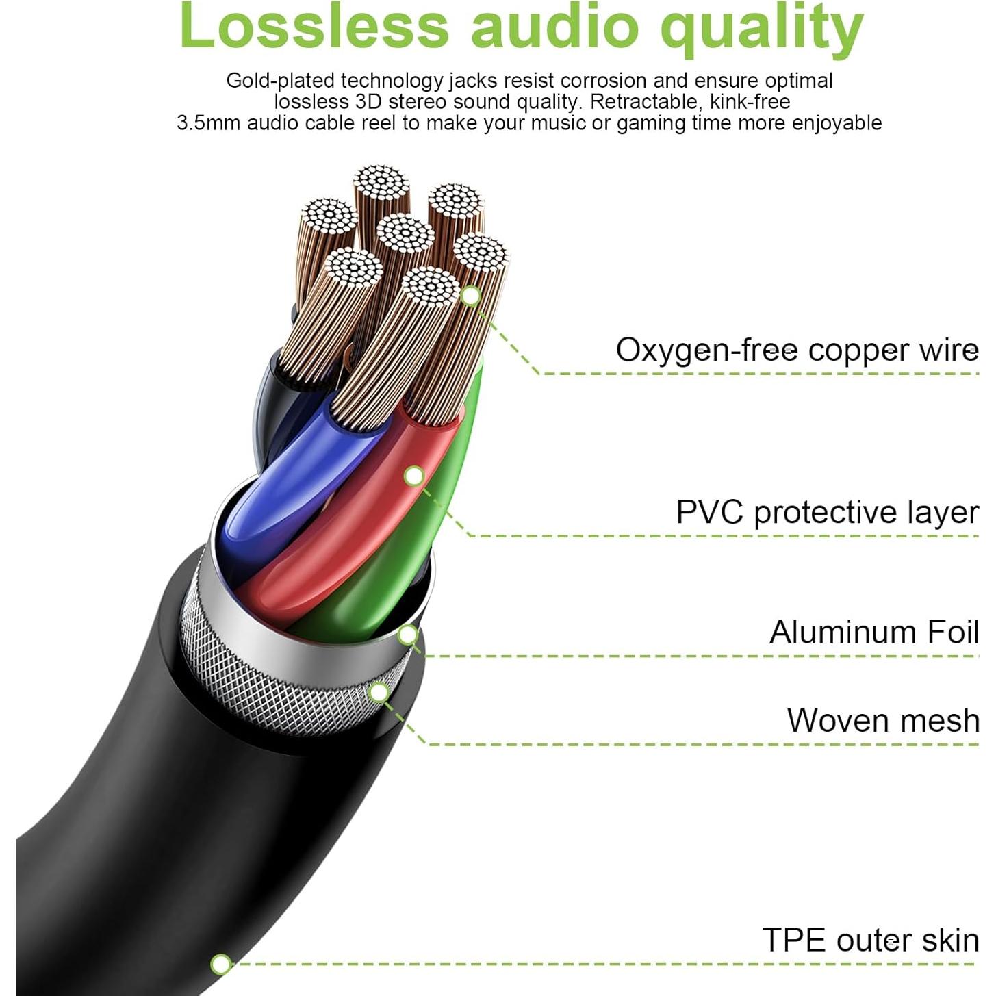 Cable de audio en espiral 2.5mm a 3.5mm Audio Technica