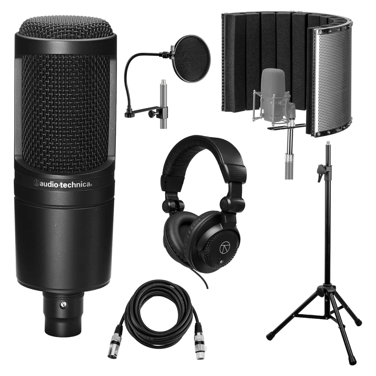 Kit Completo de Grabación Audio-Technica AT2020 con Filtros y Auriculares