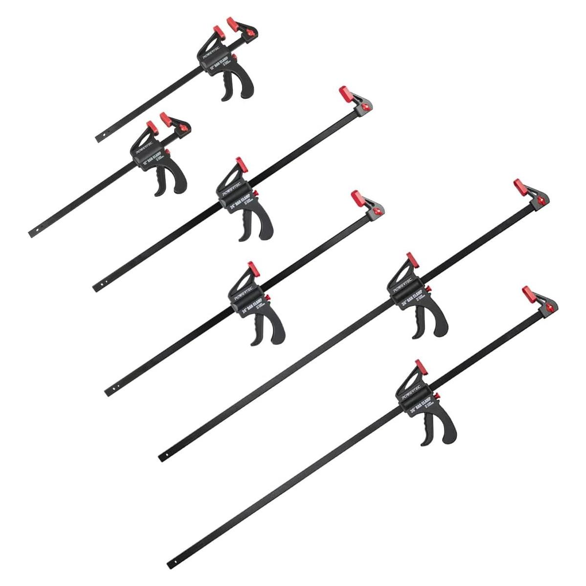 Abrazaderas de Barra POWERTEC 30.48-91.44 cm - Paquete de 6