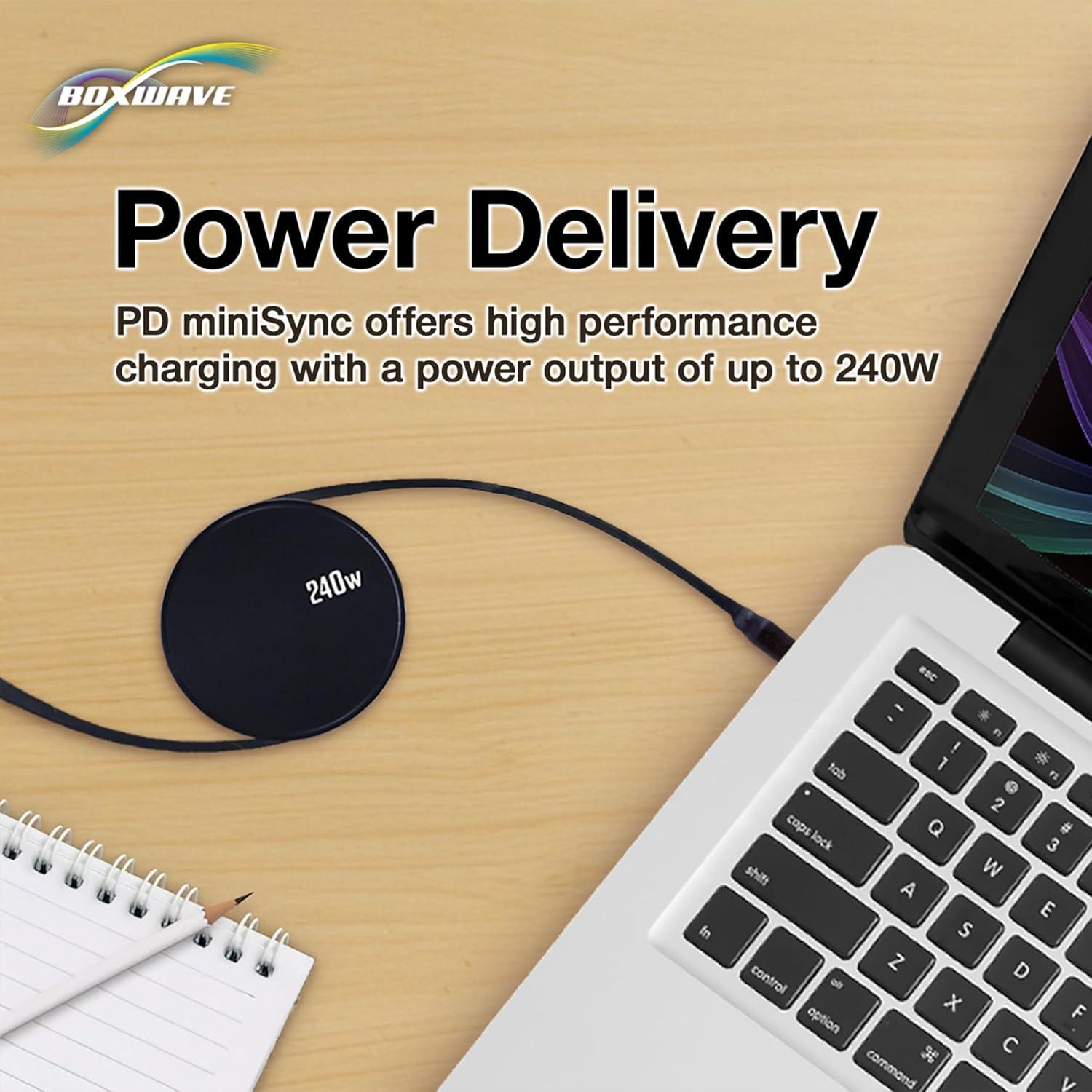 Cable USB Tipo-C Retráctil BoxWave 240W para Marshall Motif II ANC