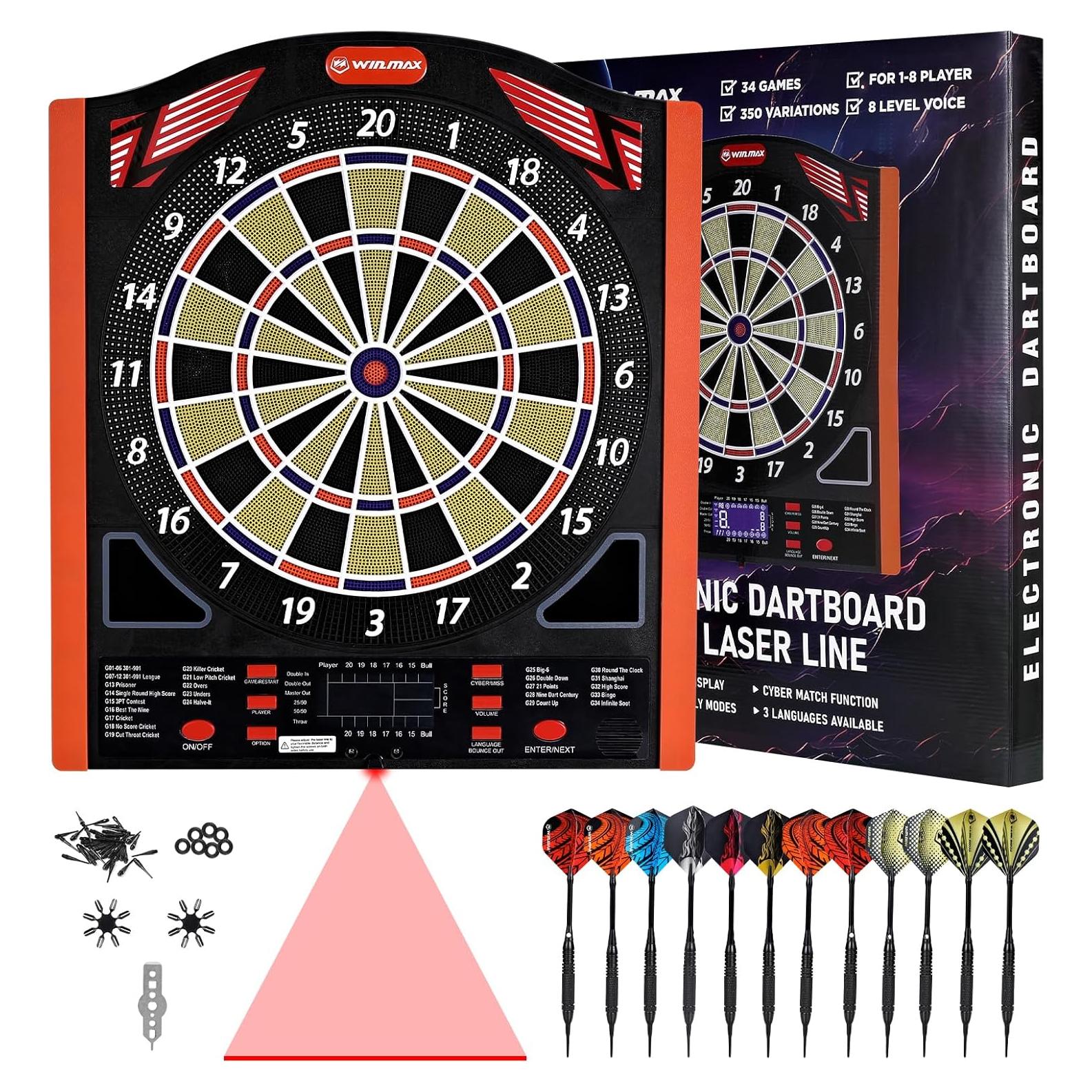 Diana Electrónica Profesional Win.Max WMG42450, 34 Juegos, 350 Modos, 12 Dardos