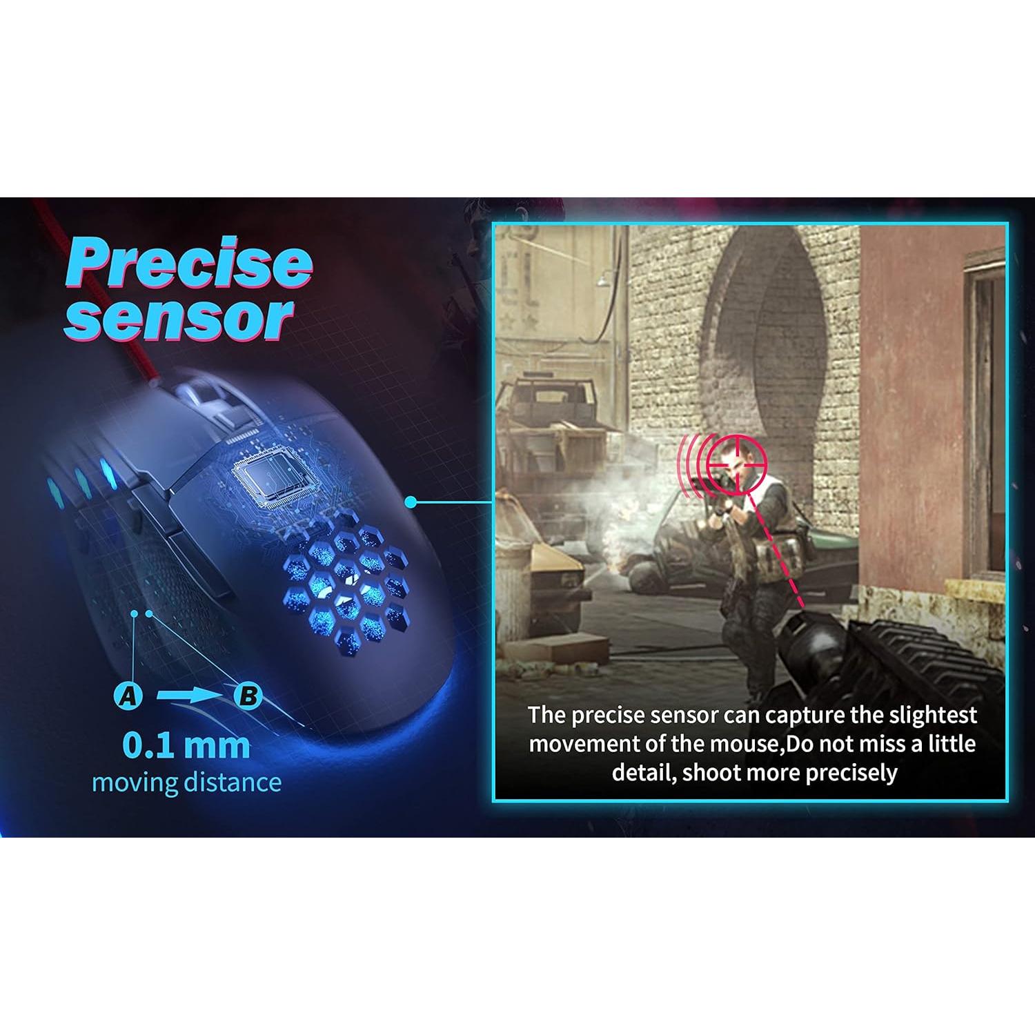 Ratón Gaming USB CYD C303 Ergonómico RGB 7200 DPI