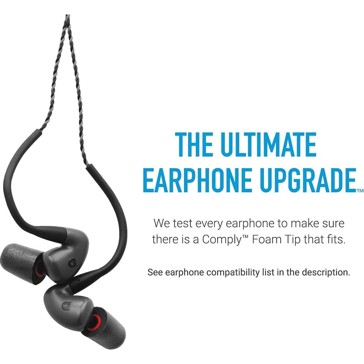 Puntas de espuma viscoelástica Comply para auriculares - Negro, Grande (3 pares)