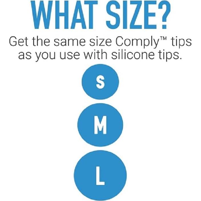 Puntas de espuma viscoelástica Comply para auriculares - Negro, Grande (3 pares)