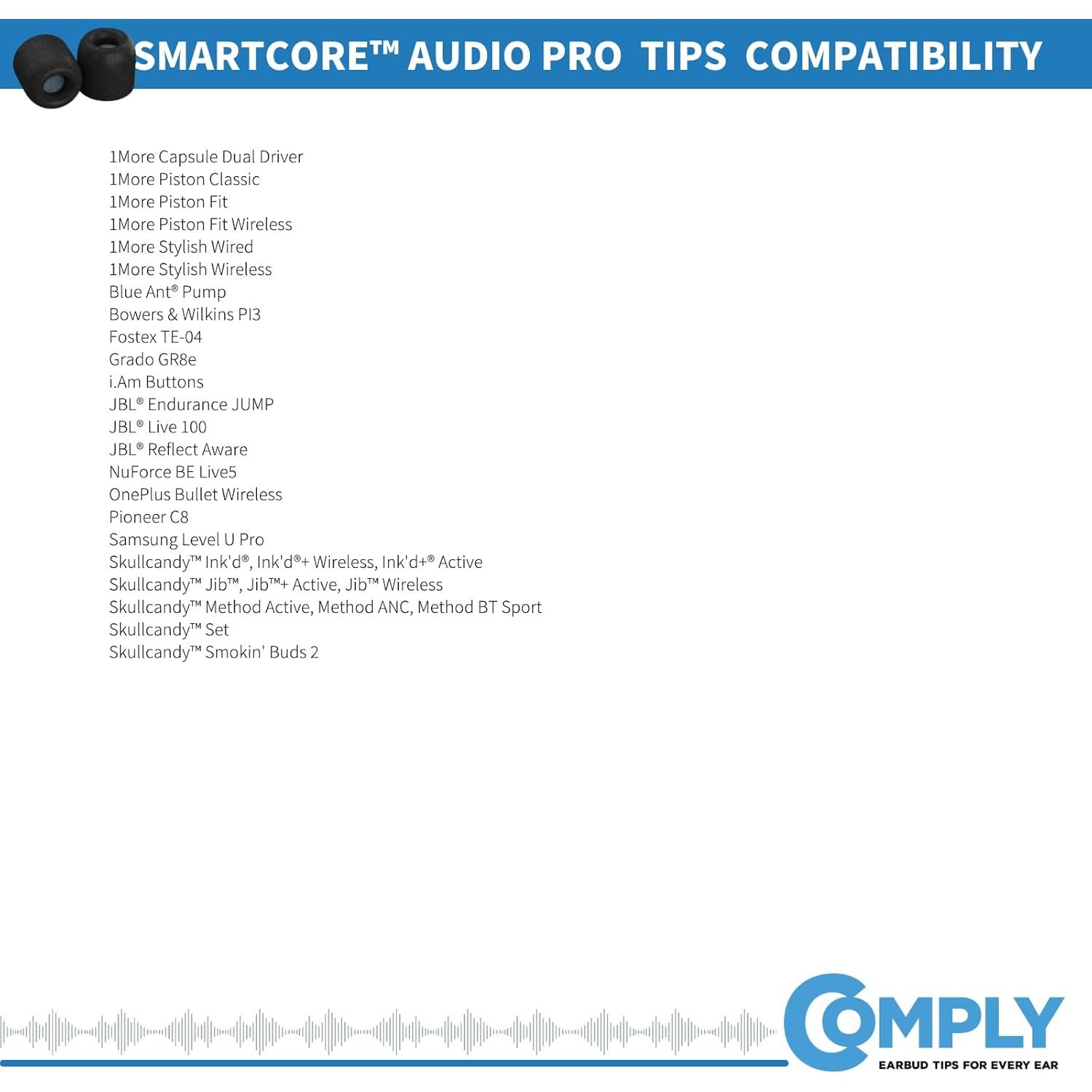 Puntas de espuma viscoelástica Comply para auriculares - Negro, Grande (3 pares)