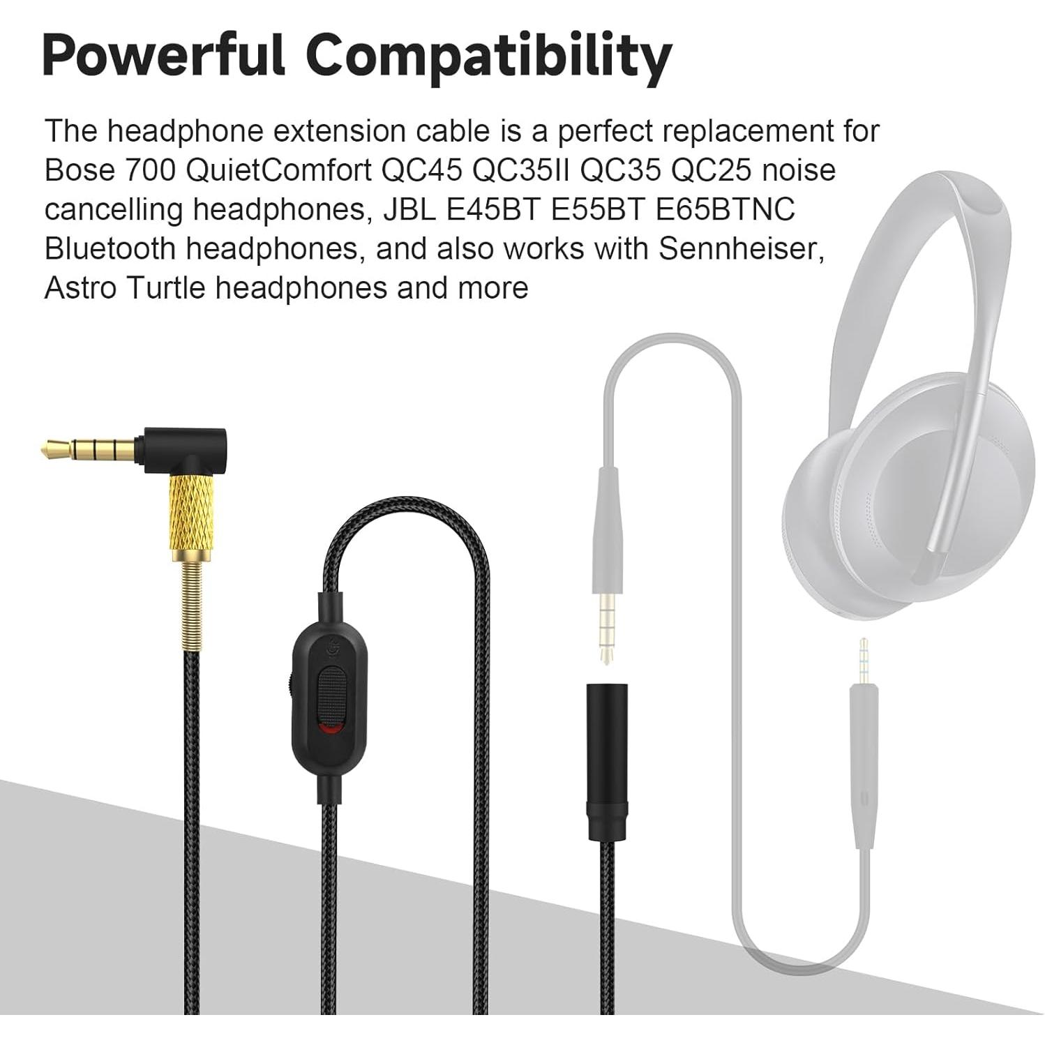 Cable de Extensión para Auriculares Zosvoses 2m con Control de Volumen