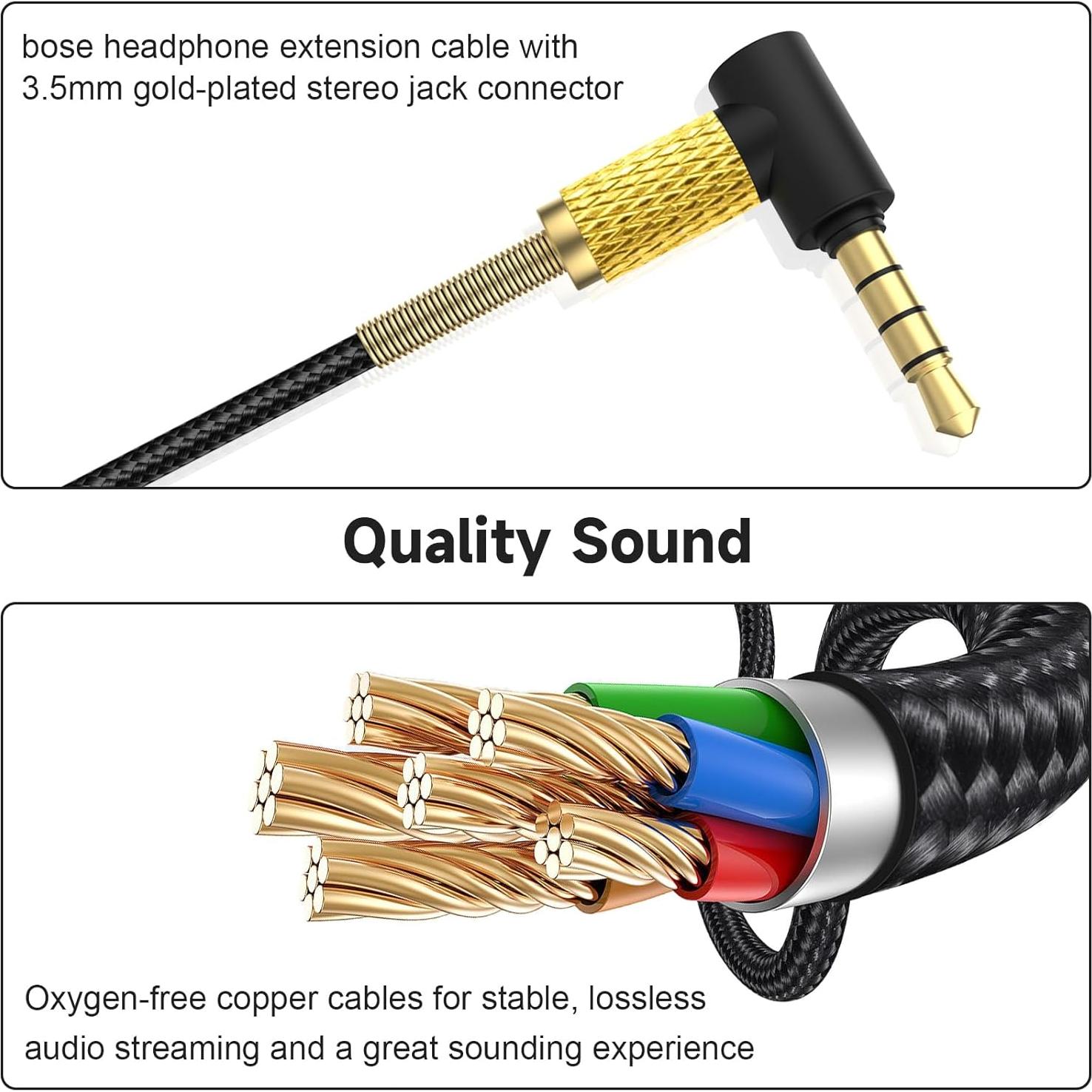 Cable de Extensión para Auriculares Zosvoses 2m con Control de Volumen