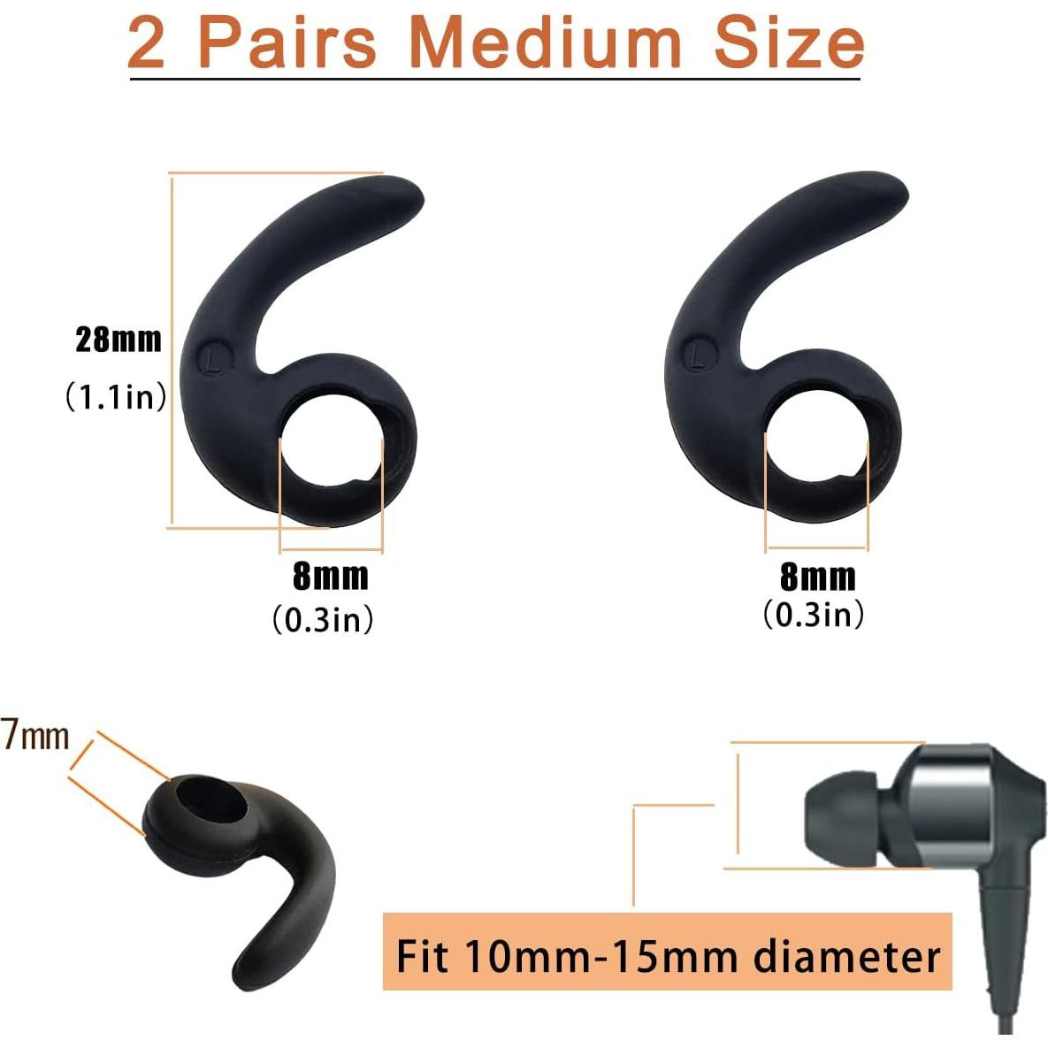Universal Earhooks Ear Fins, Replacement Earbuds Tips, Silicone Tips - 3 Pairs Each, 2 Cord Clip