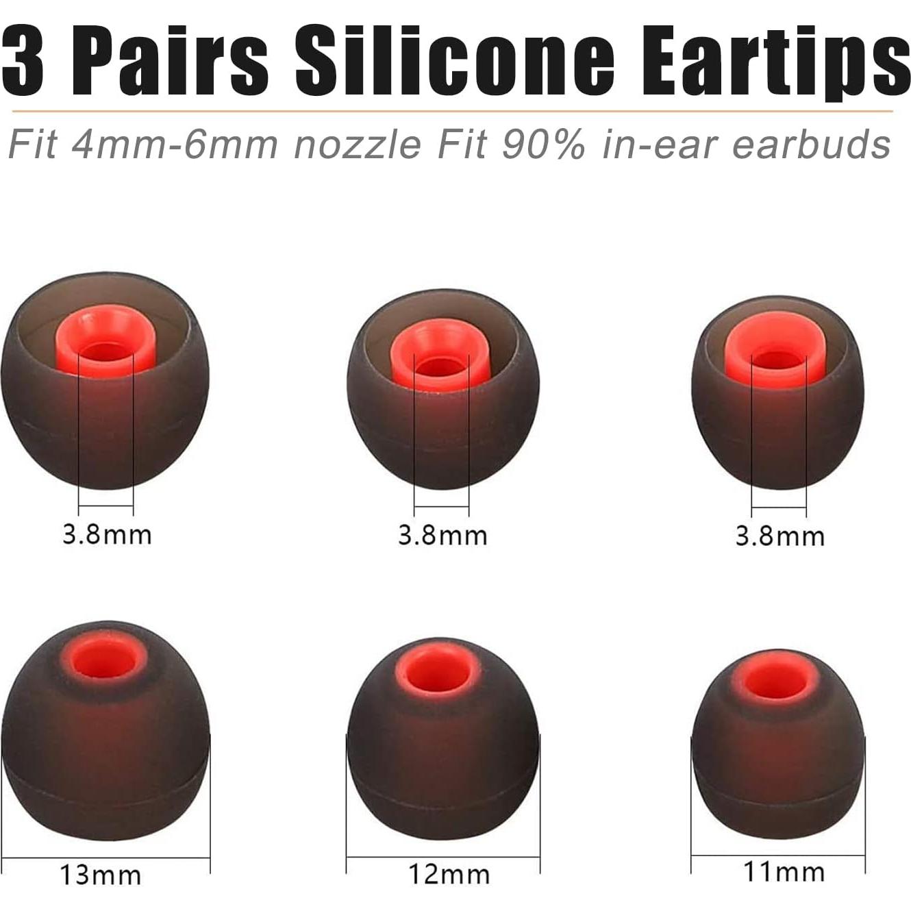 Universal Earhooks Ear Fins, Replacement Earbuds Tips, Silicone Tips - 3 Pairs Each, 2 Cord Clip