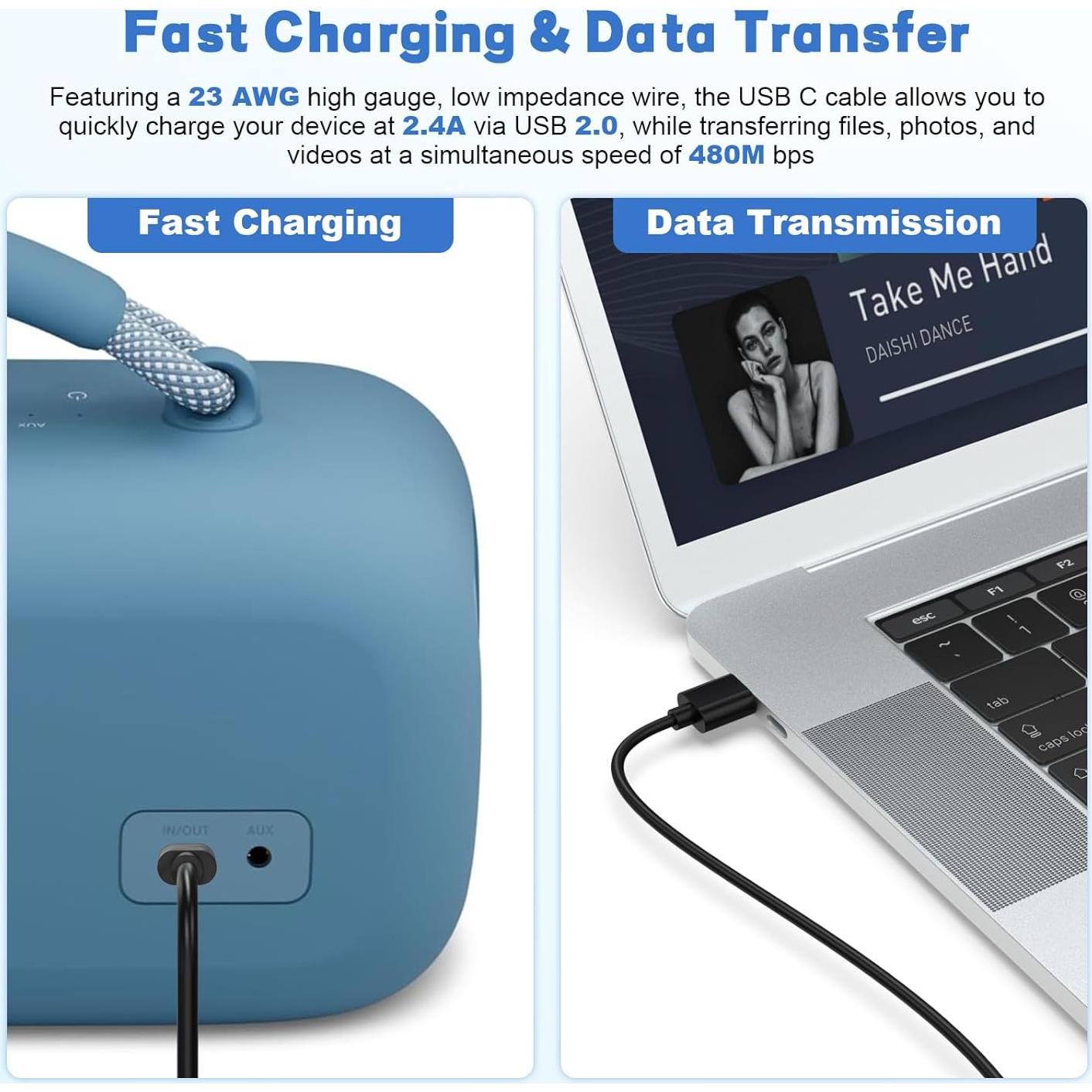 Cable USB C 1.5m Gneinour para Auriculares Bose Sport y QC45