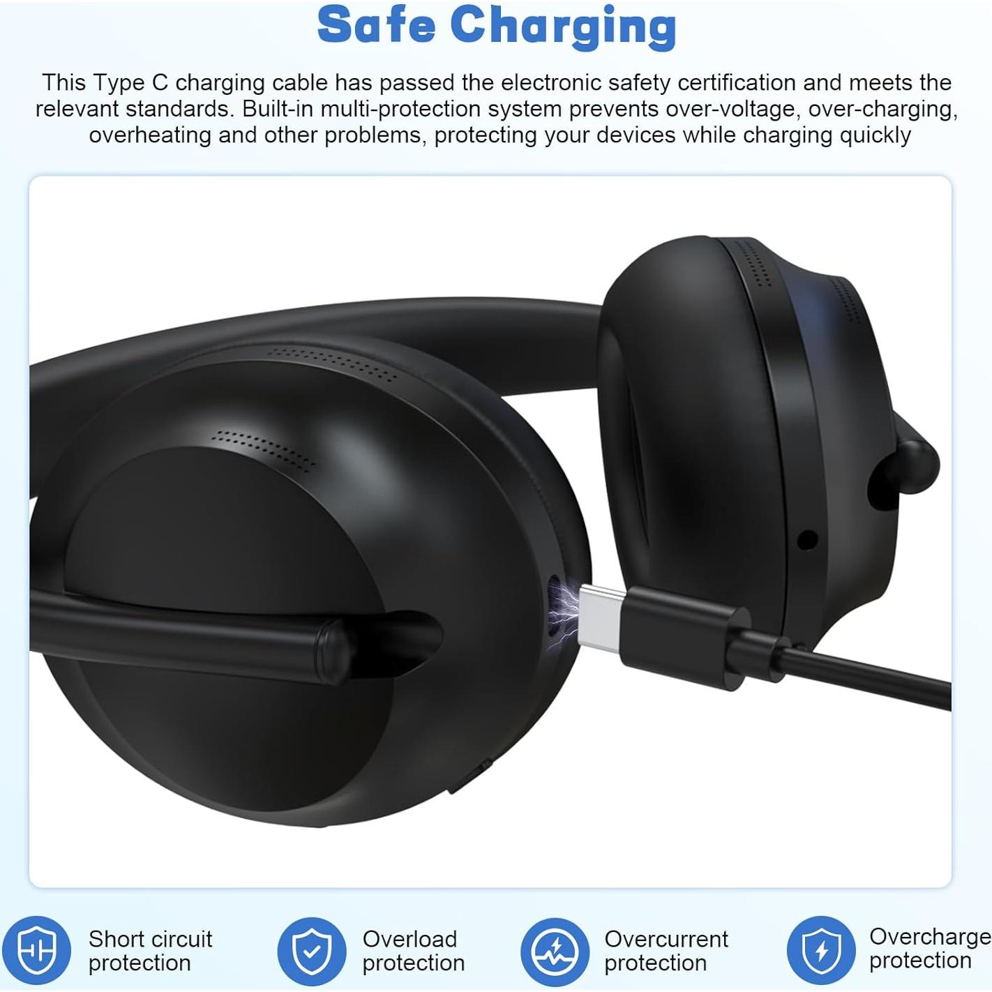 Cable USB C 1.5m Gneinour para Auriculares Bose Sport y QC45