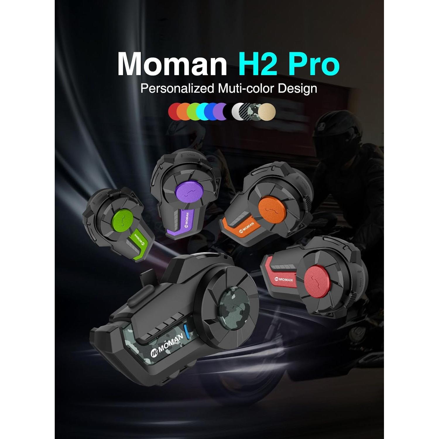Intercomunicador Inalámbrico Moman H2 Pro 5.1 Carbono 1 Pack