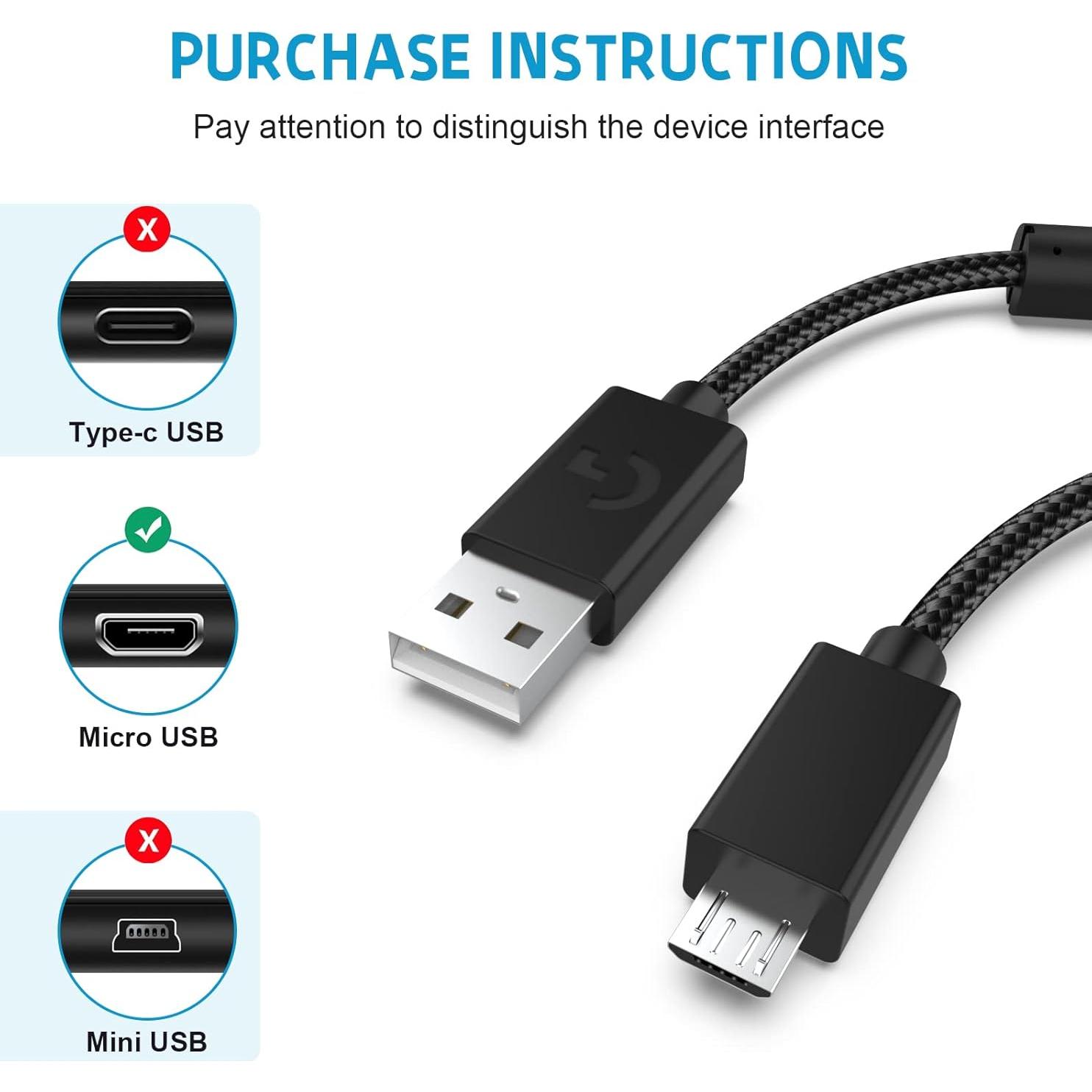 Cable de carga y audio Micro USB 2m Koffmon para Logitech G633/G933