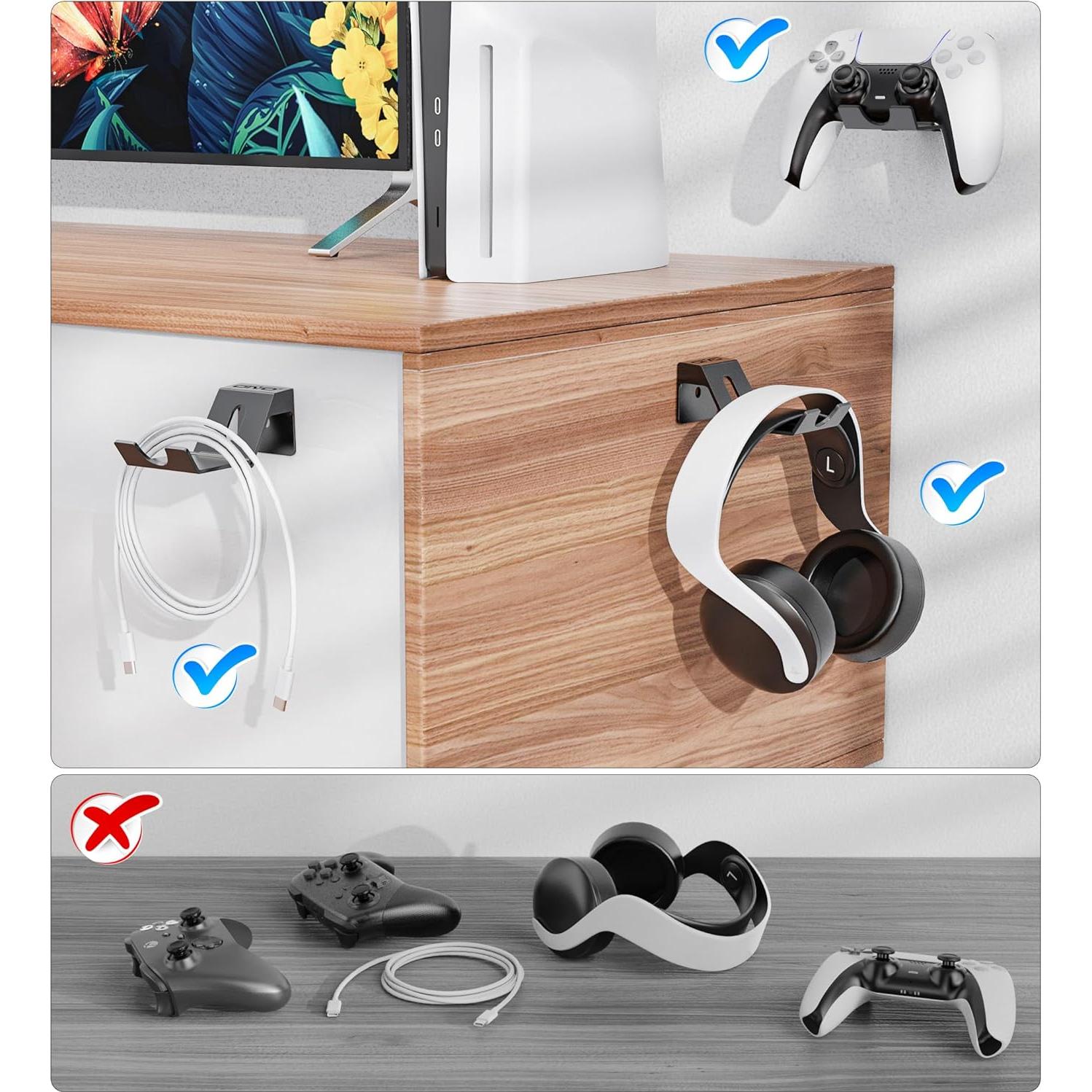 Soporte de Pared OIVO para Controladores y Auriculares - 4 Piezas