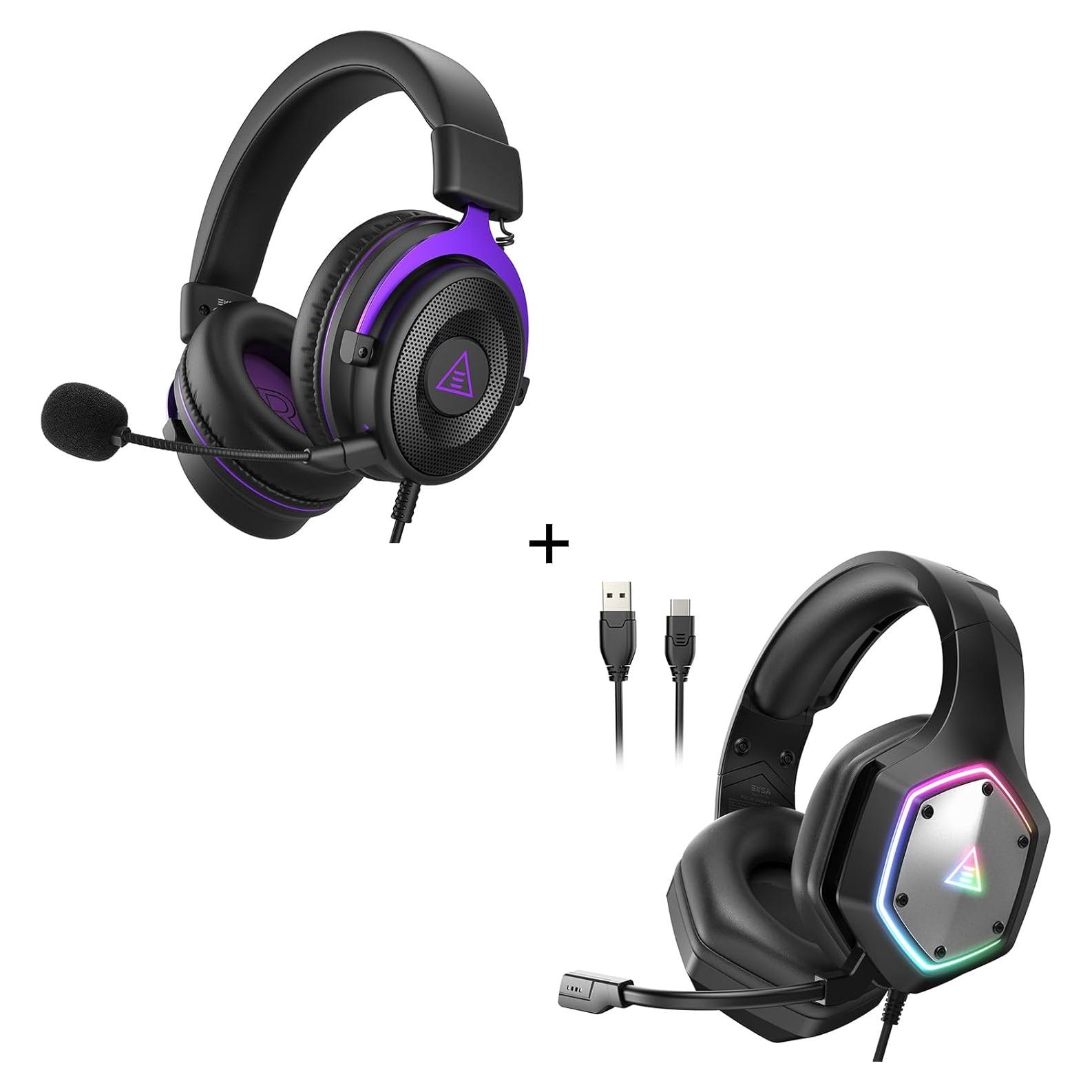 Auriculares de Juego EKSA E900 y E1000 V2 con Conector 3.5mm, USB y Tipo C
