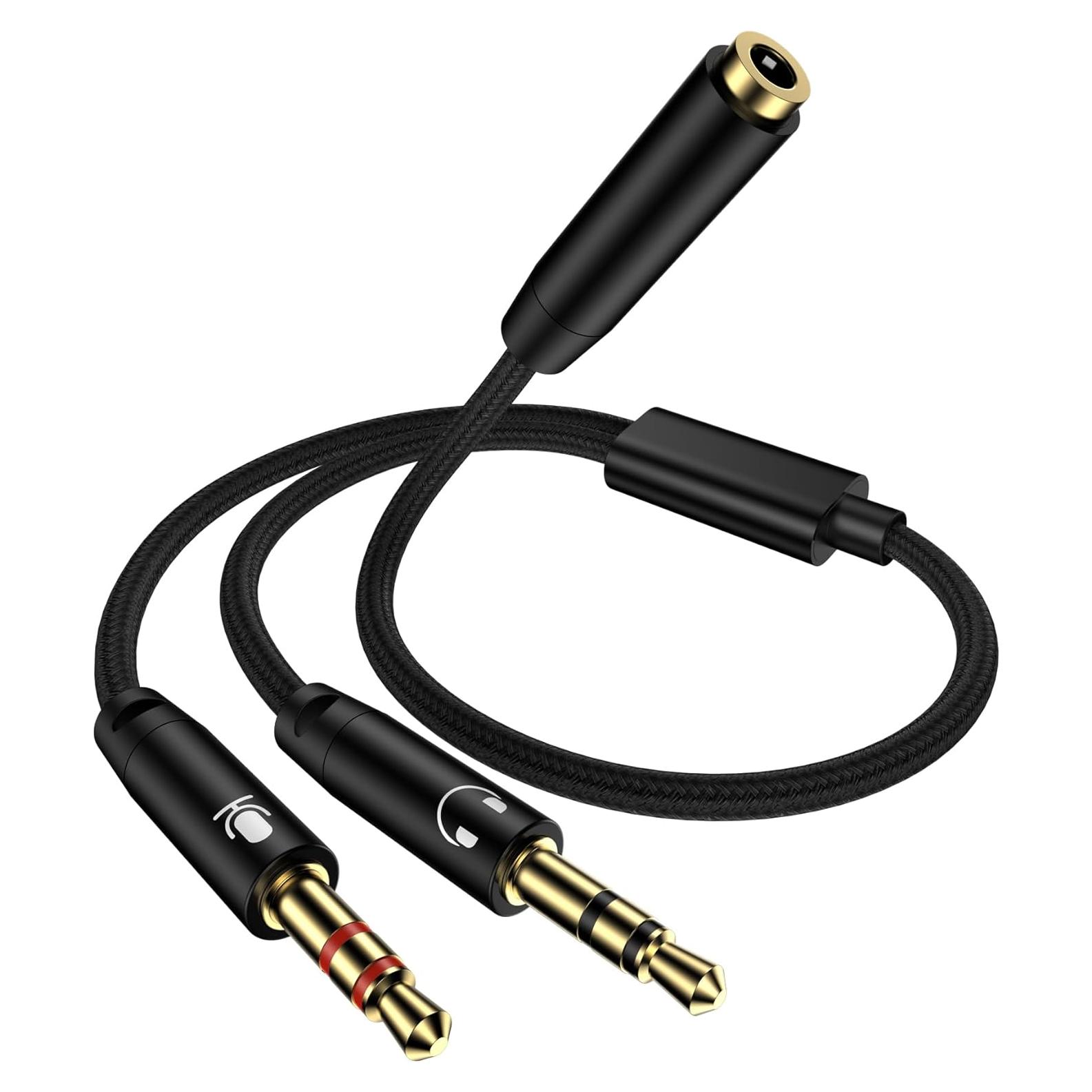 Divisor de Micrófono y Auriculares Bordsek 3.5mm 2-en-1