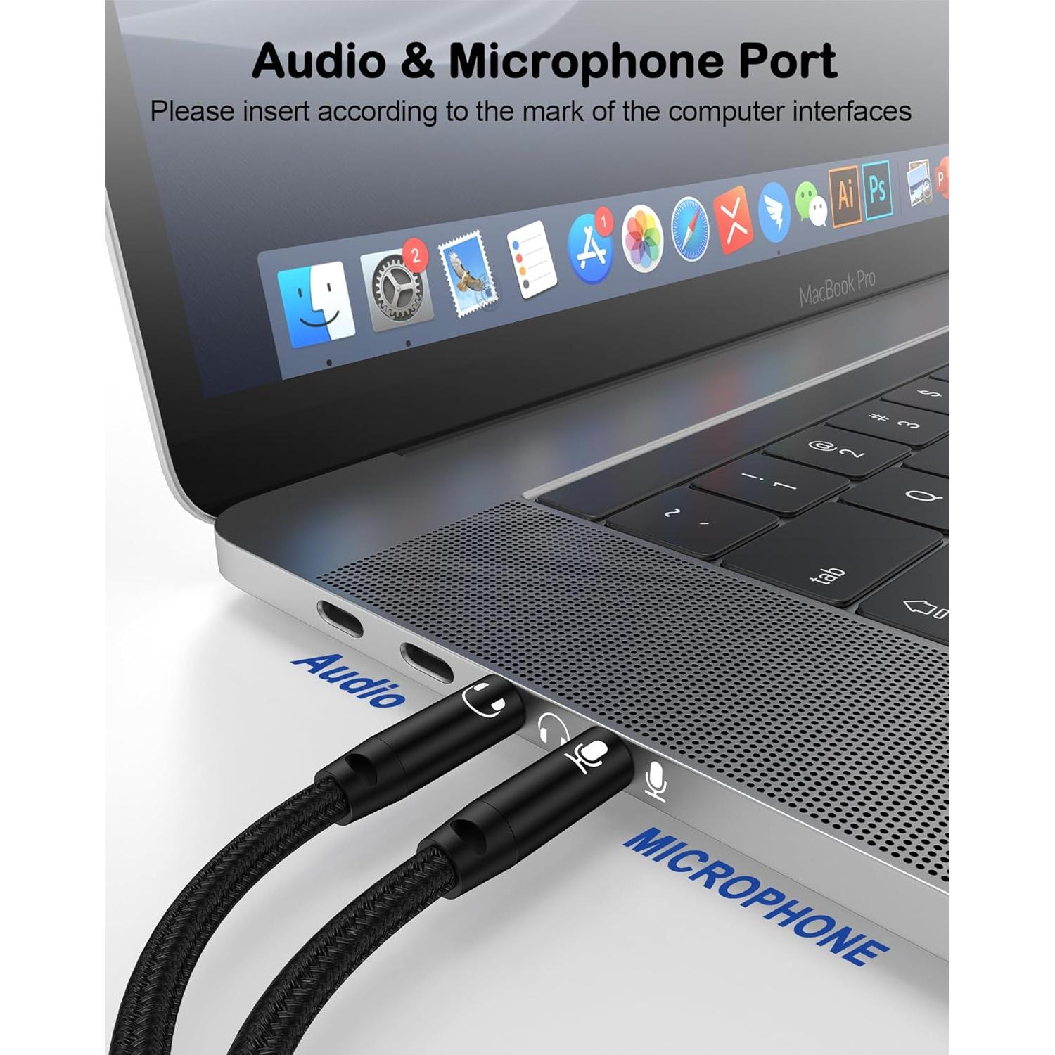 Divisor de Micrófono y Auriculares Bordsek 3.5mm 2-en-1