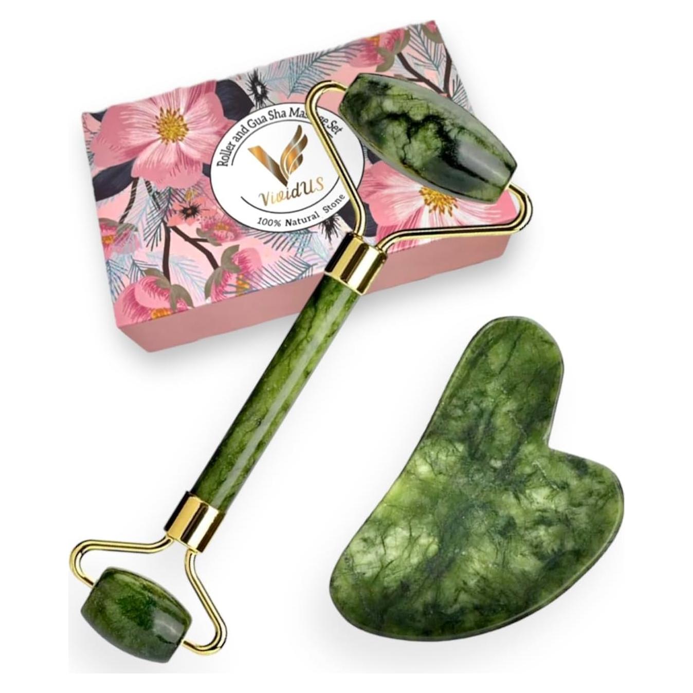 Conjunto Gua Sha y Rodillo de Jade VIVIDUS - Cuidado Facial