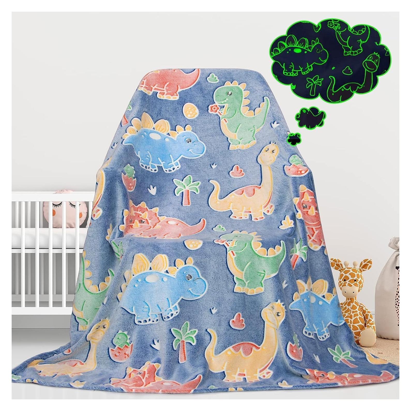 Manta Brillante Dinosaurio Gdindff 100x130 cm Suave y Cálida