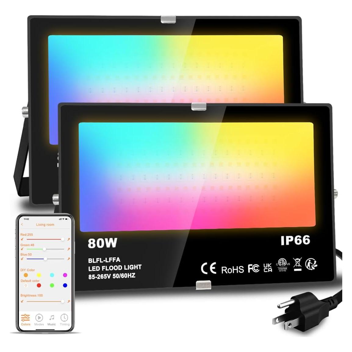 Luz de Inundación LED MELPO 80W RGB Control APP 8000LM