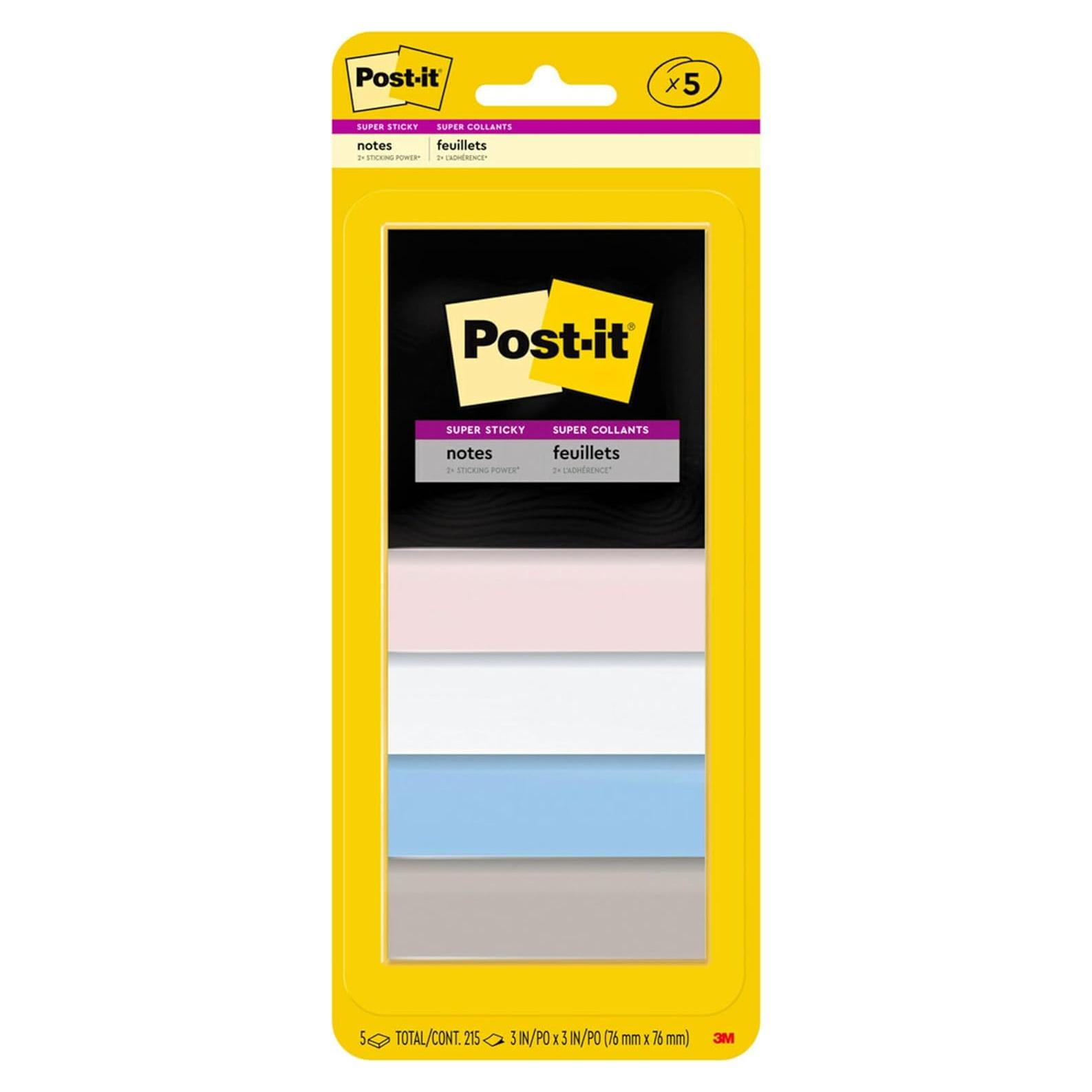 Notas Post-it Súper Adhesivas 5 Blocs 7.6x7.6cm Colores Variados