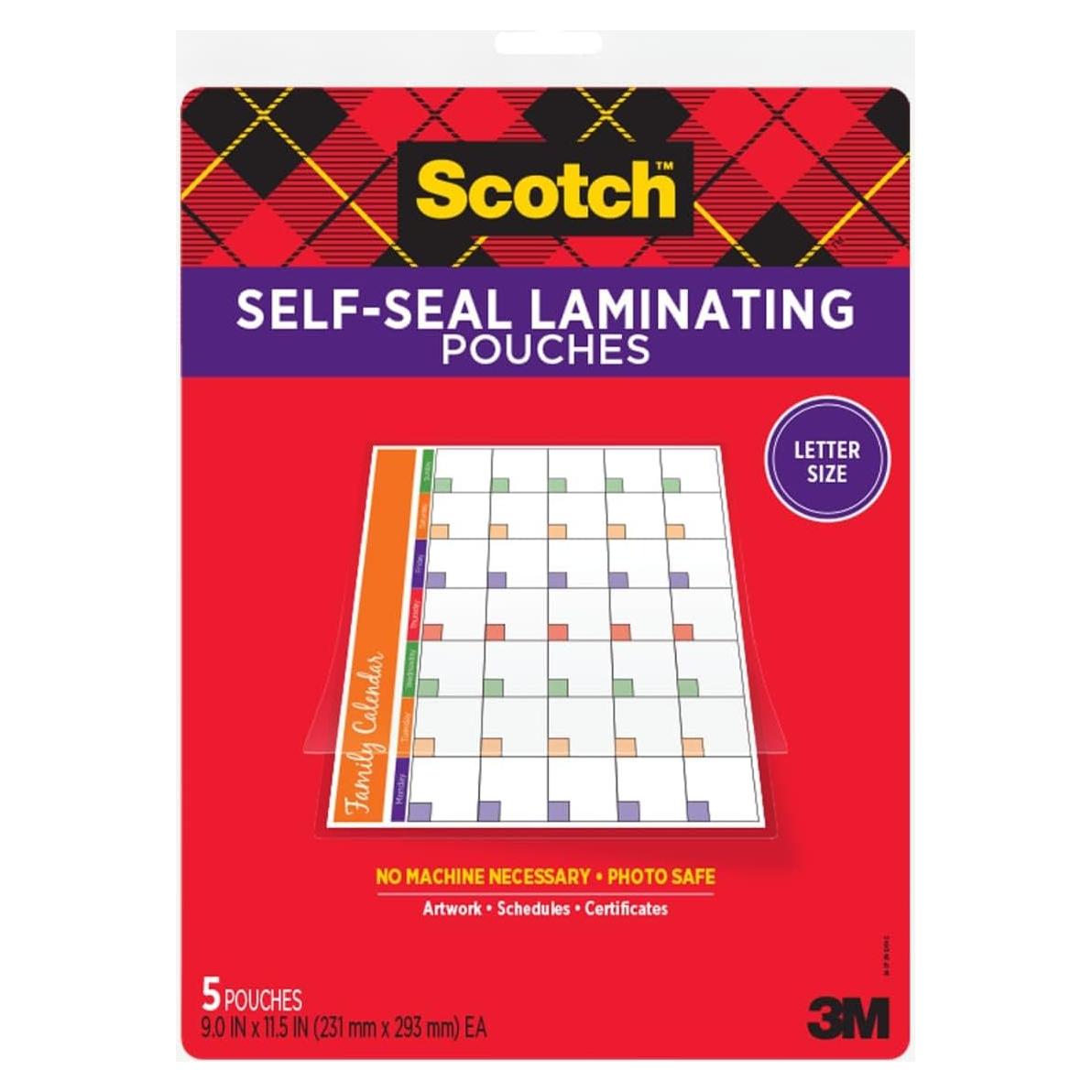 Hojas de Laminado Autoadhesivas Scotch 22.86x29.21 cm 5/Paq