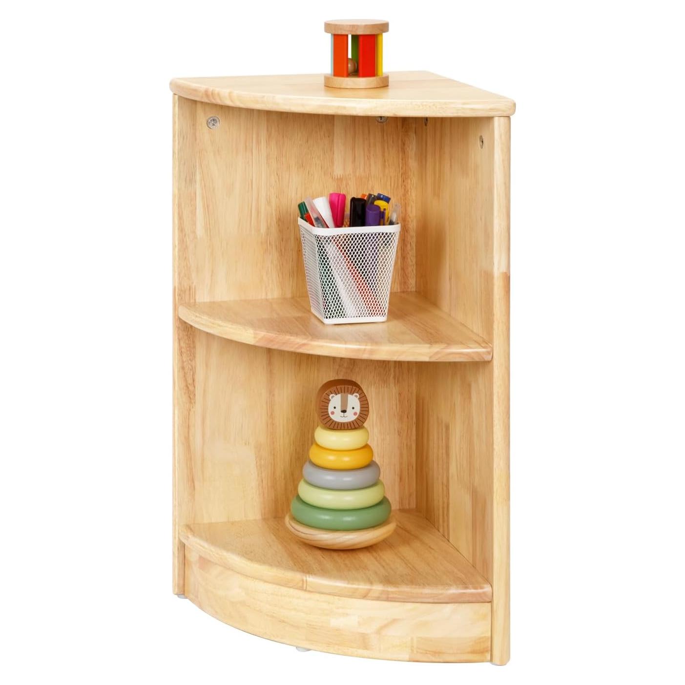 Armario de Esquina OOOK de Madera de Caucho 2 Niveles Infantil