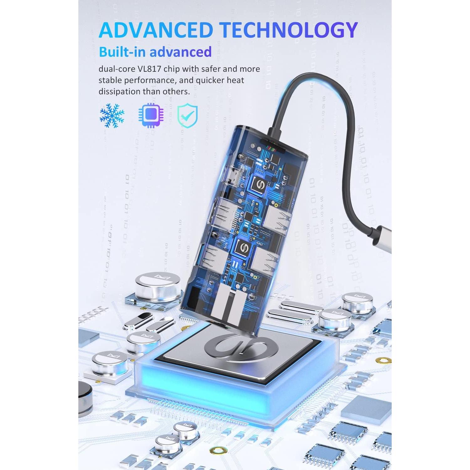 UtechSmart Hub USB C 6 en 1 HDMI 4K Ethernet 100W