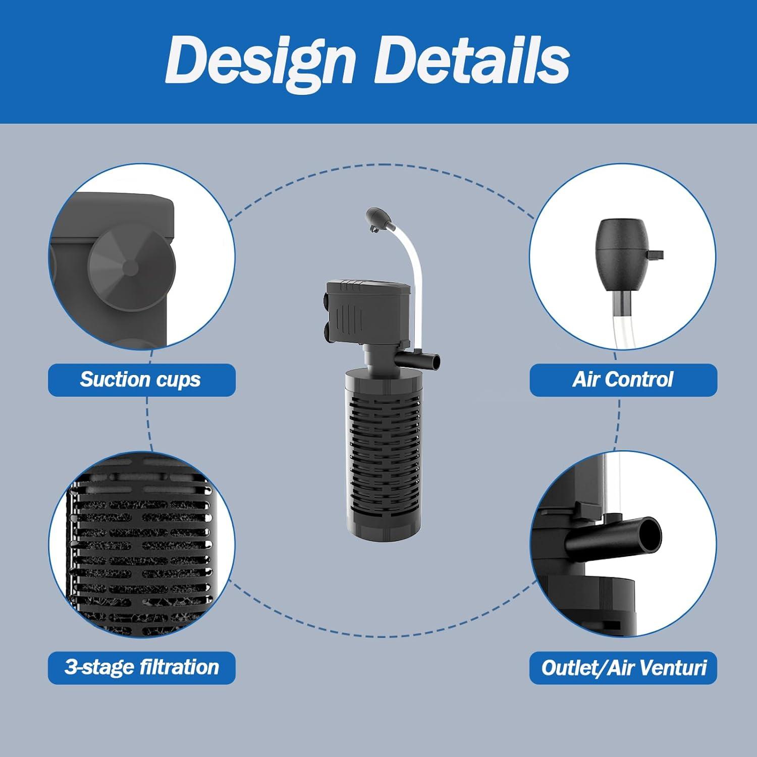 Filtro Interno Sumergible AquaMiracle 4 Etapas 10-40 Gal