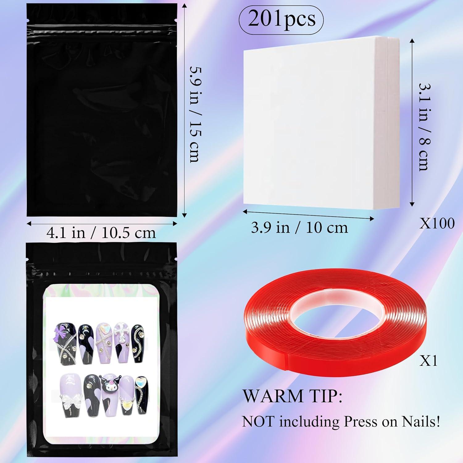 Juego de 201 Bolsas de Empaque para Uñas Yazabai Holográficas