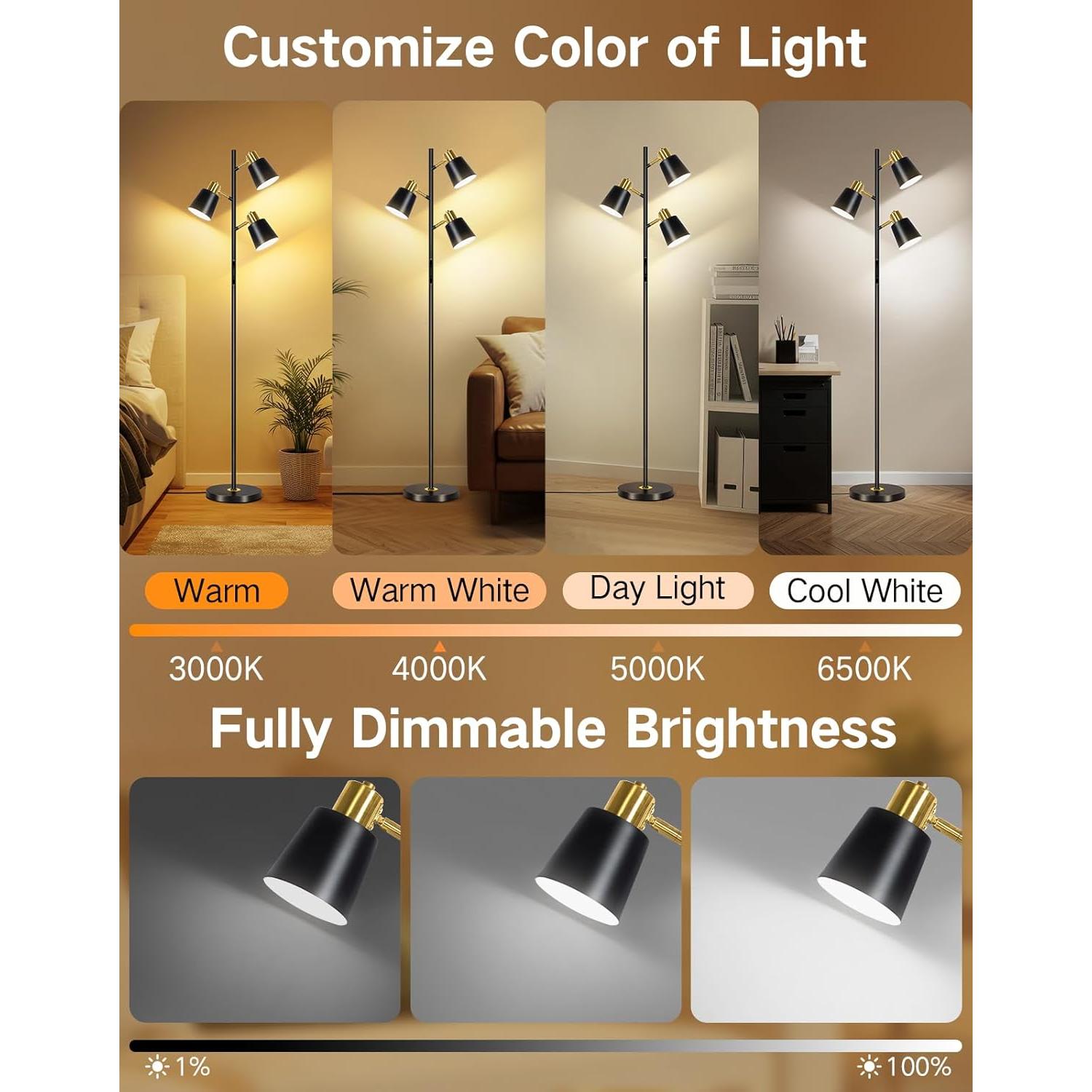 Lámpara de Pie LED OUTON Regulable con Control Remoto 170 cm