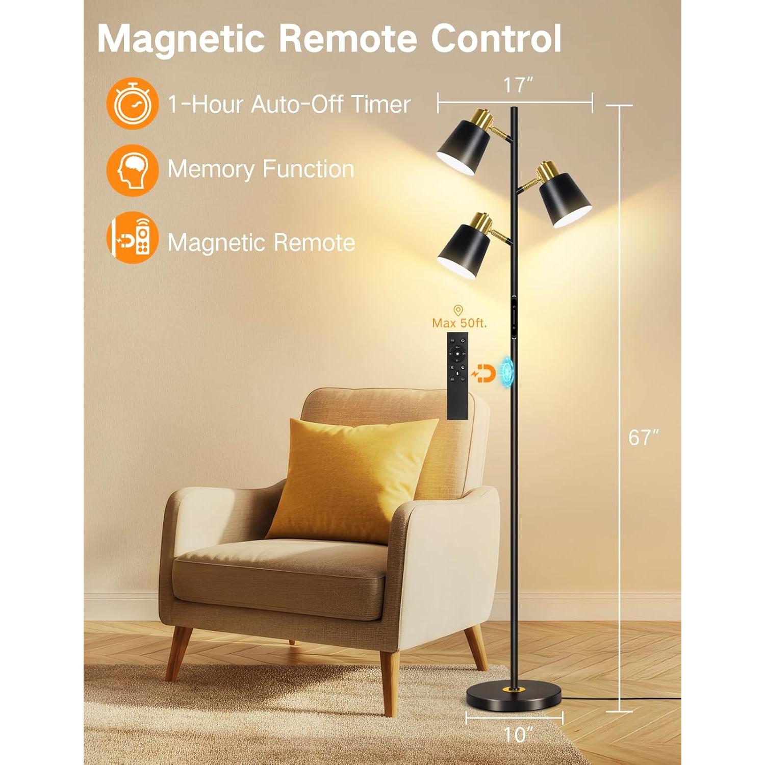 Lámpara de Pie LED OUTON Regulable con Control Remoto 170 cm