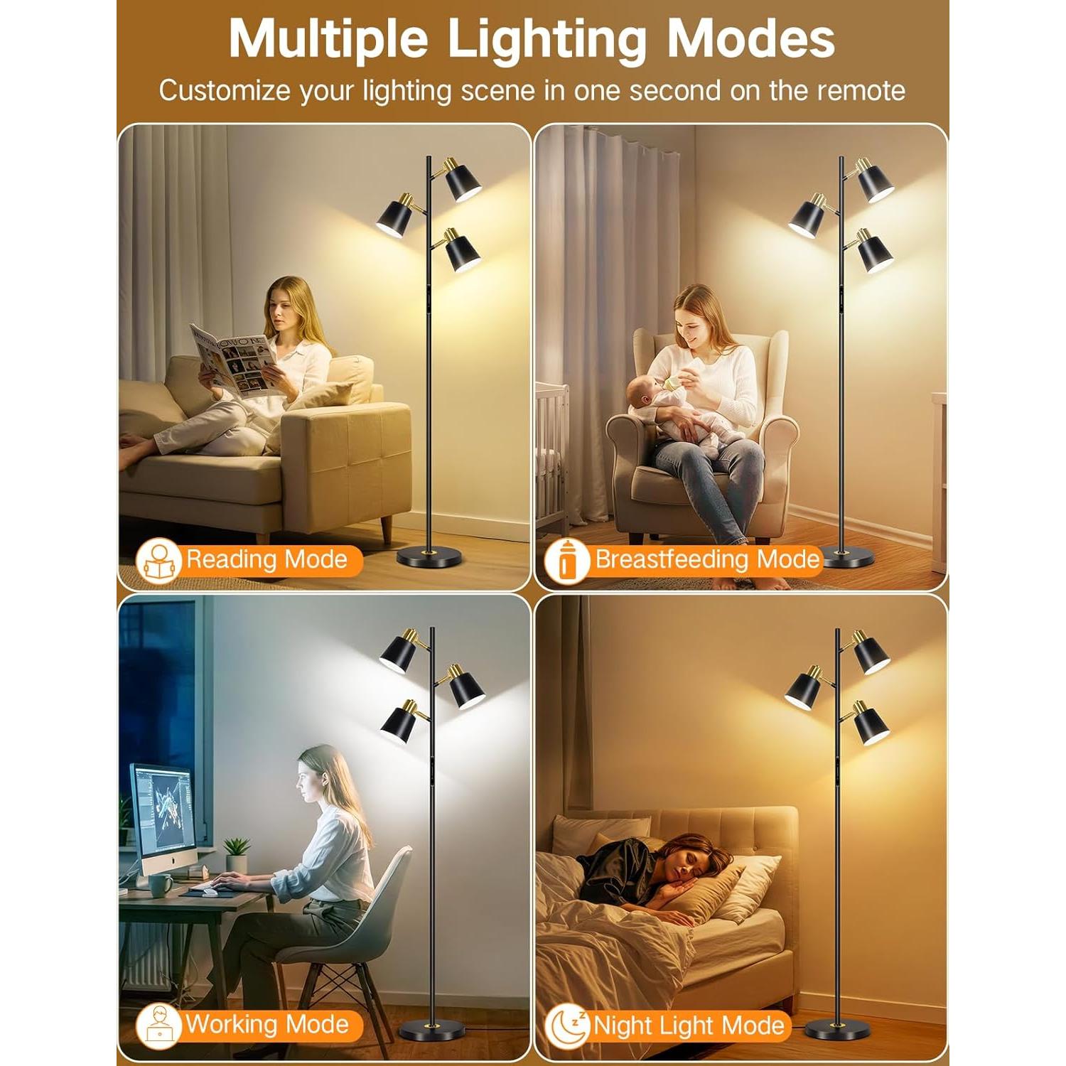 Lámpara de Pie LED OUTON Regulable con Control Remoto 170 cm