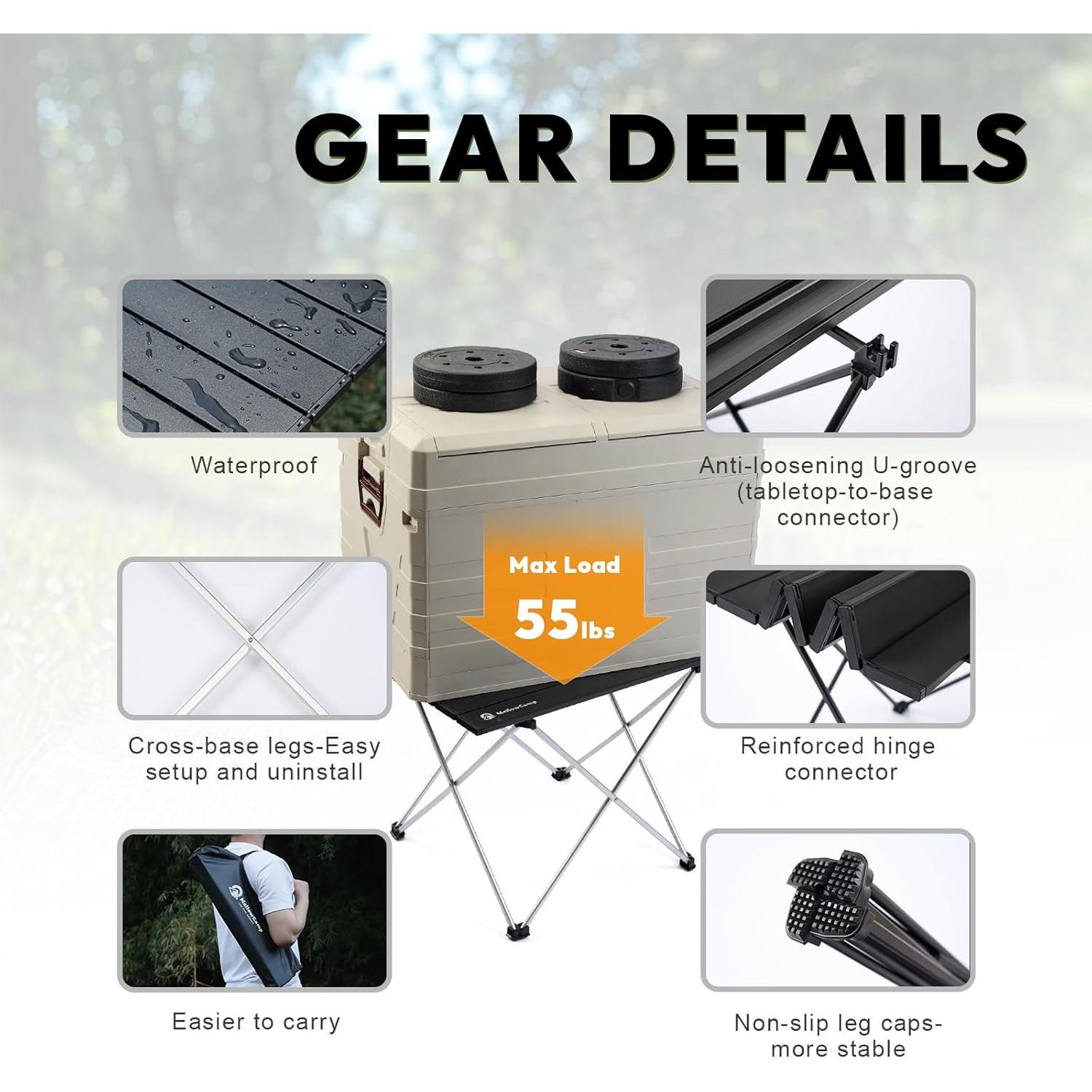 Mesa Plegable Ultraligera MellowCamp FT013 Negra 39.6x34.5cm