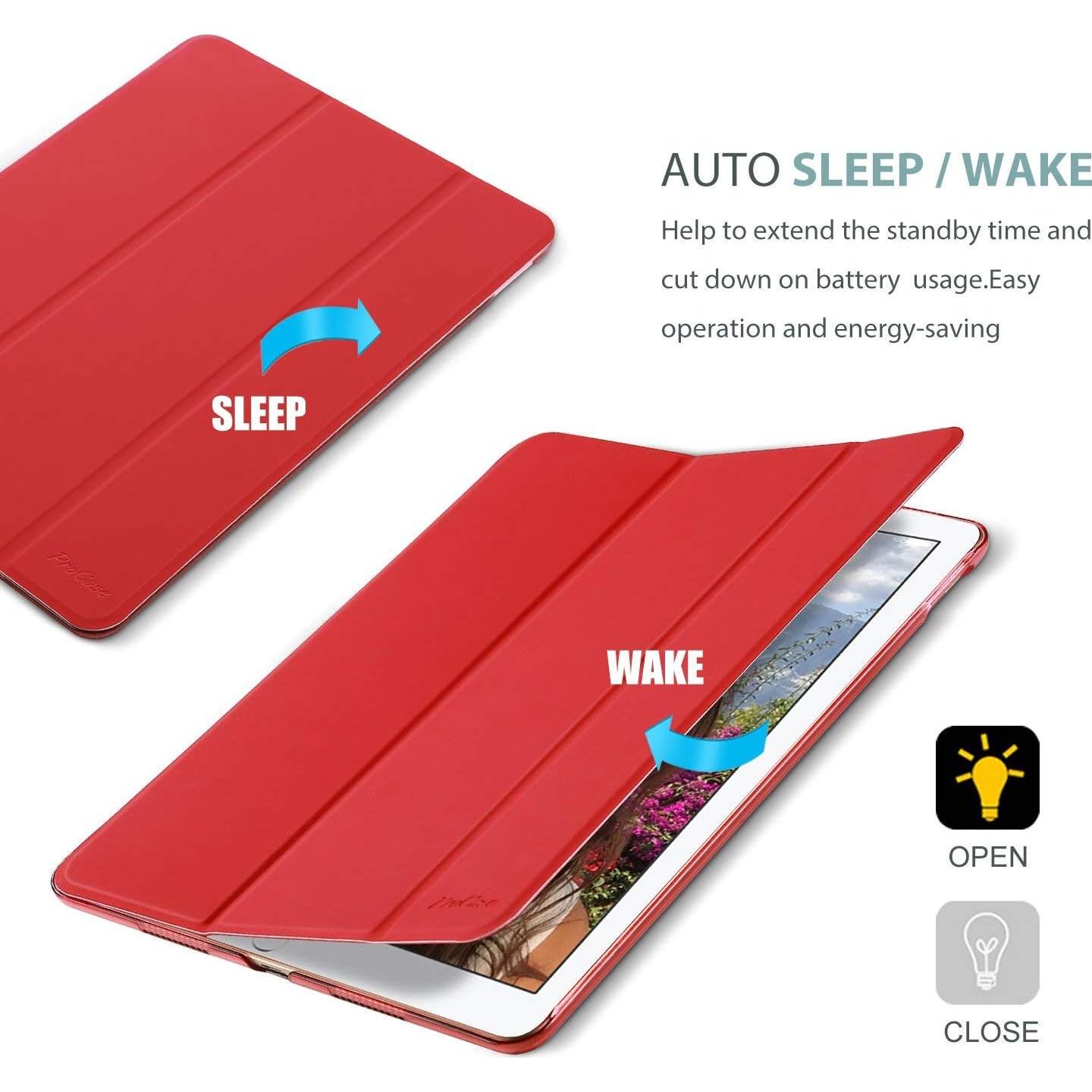 Funda ProCase para iPad 9.7" 2018/2017 Ultra Delgada Roja