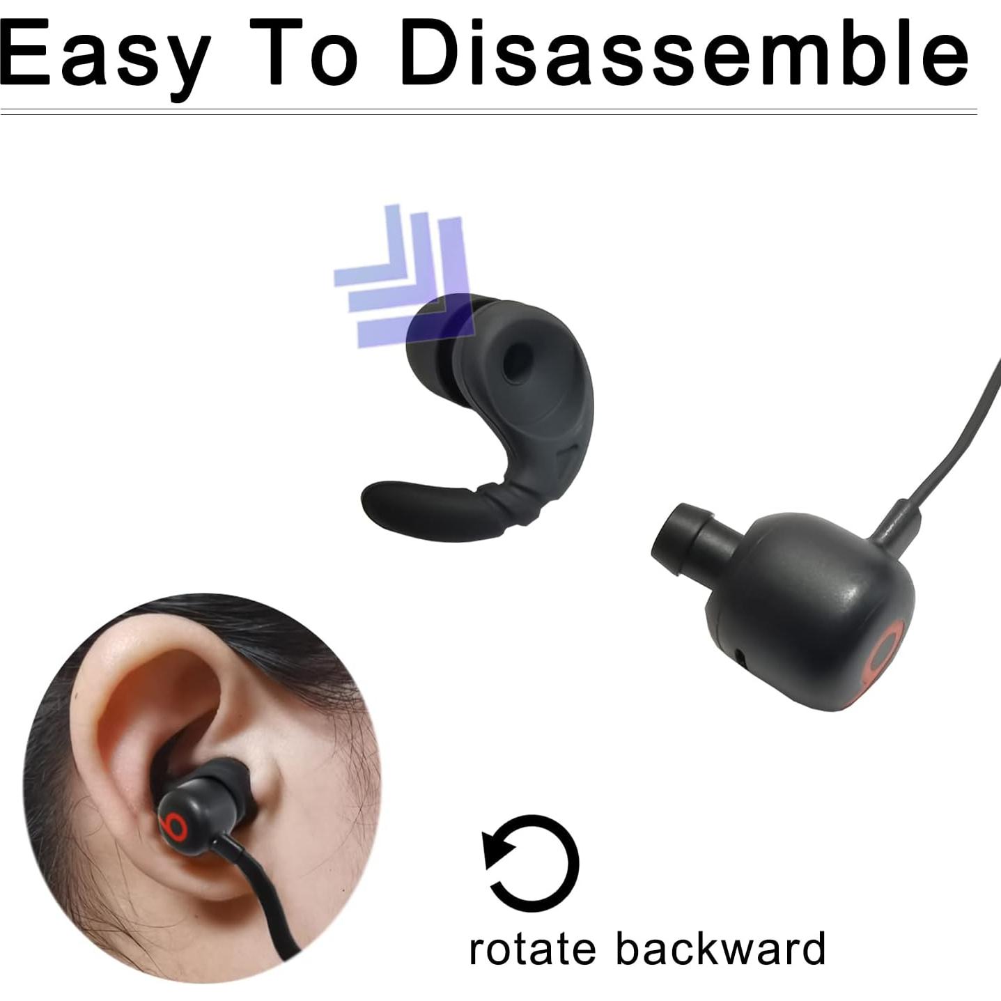 Ganchos de Silicona Luckvan para Auriculares Beats Flex - 3 Pares Negro