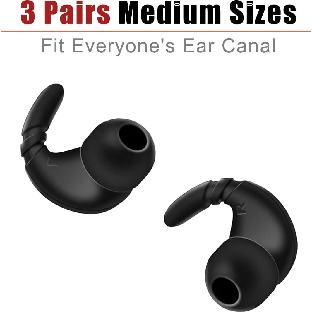 Ganchos de Silicona Luckvan para Auriculares Beats Flex - 3 Pares Negro