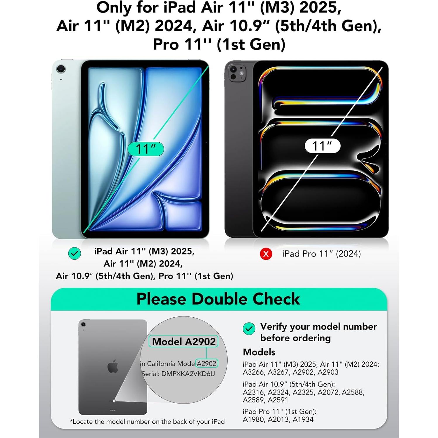 Funda ESR para iPad Air 11" M3/M2 2024/2025 Verde Bosque