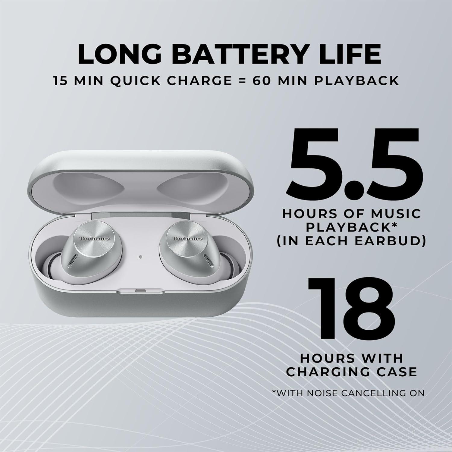 Auriculares Inalámbricos Technics EAH-AZ40M2-S Plata, Bluetooth 5.2, Cancelación de Ruido