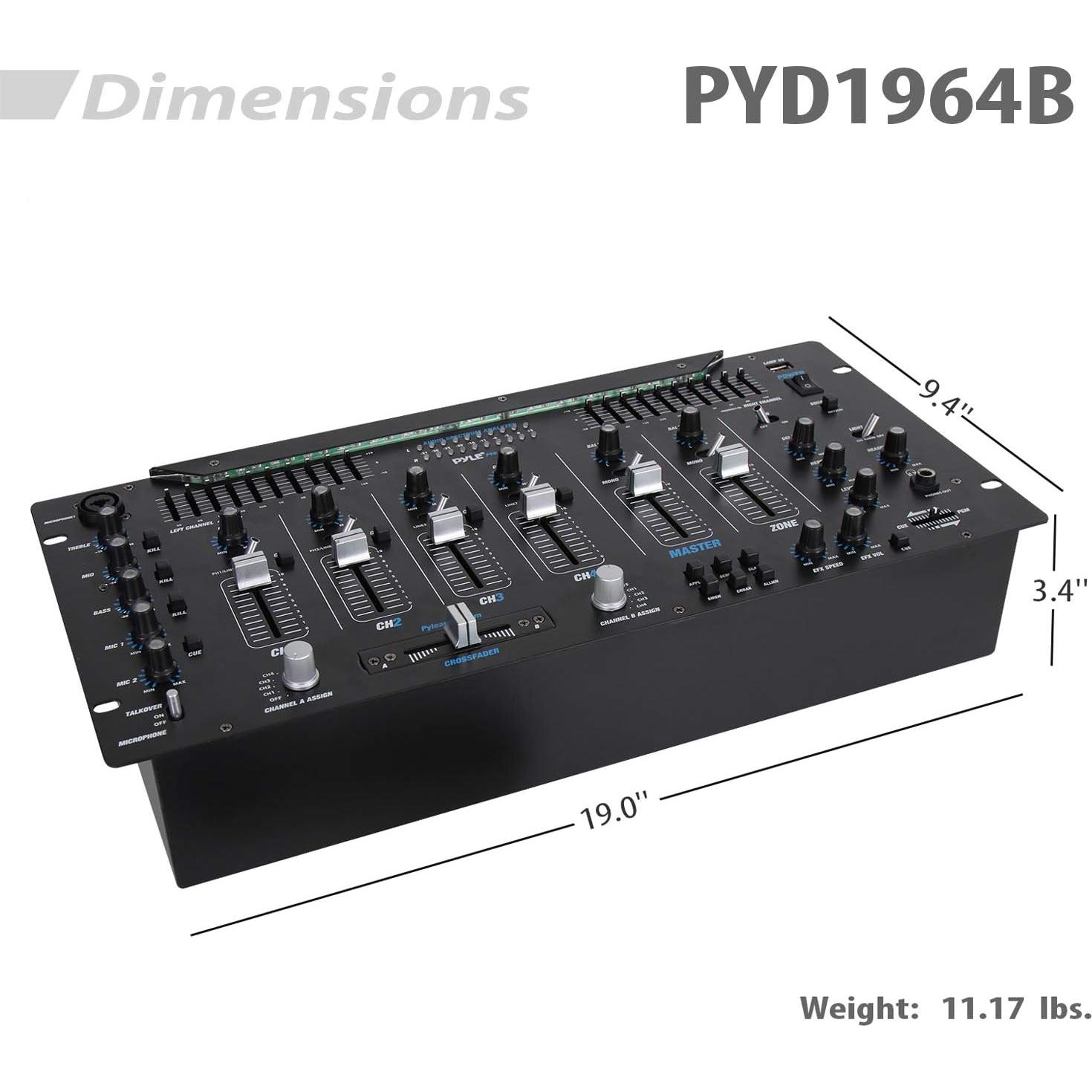 Mezclador Pyle PYD1964B 6 Canales Bluetooth con Efectos LED