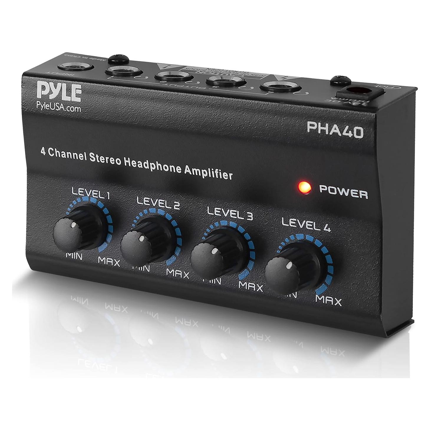 Amplificador de auriculares Pyle PHA40 4 canales TRS 1/4"