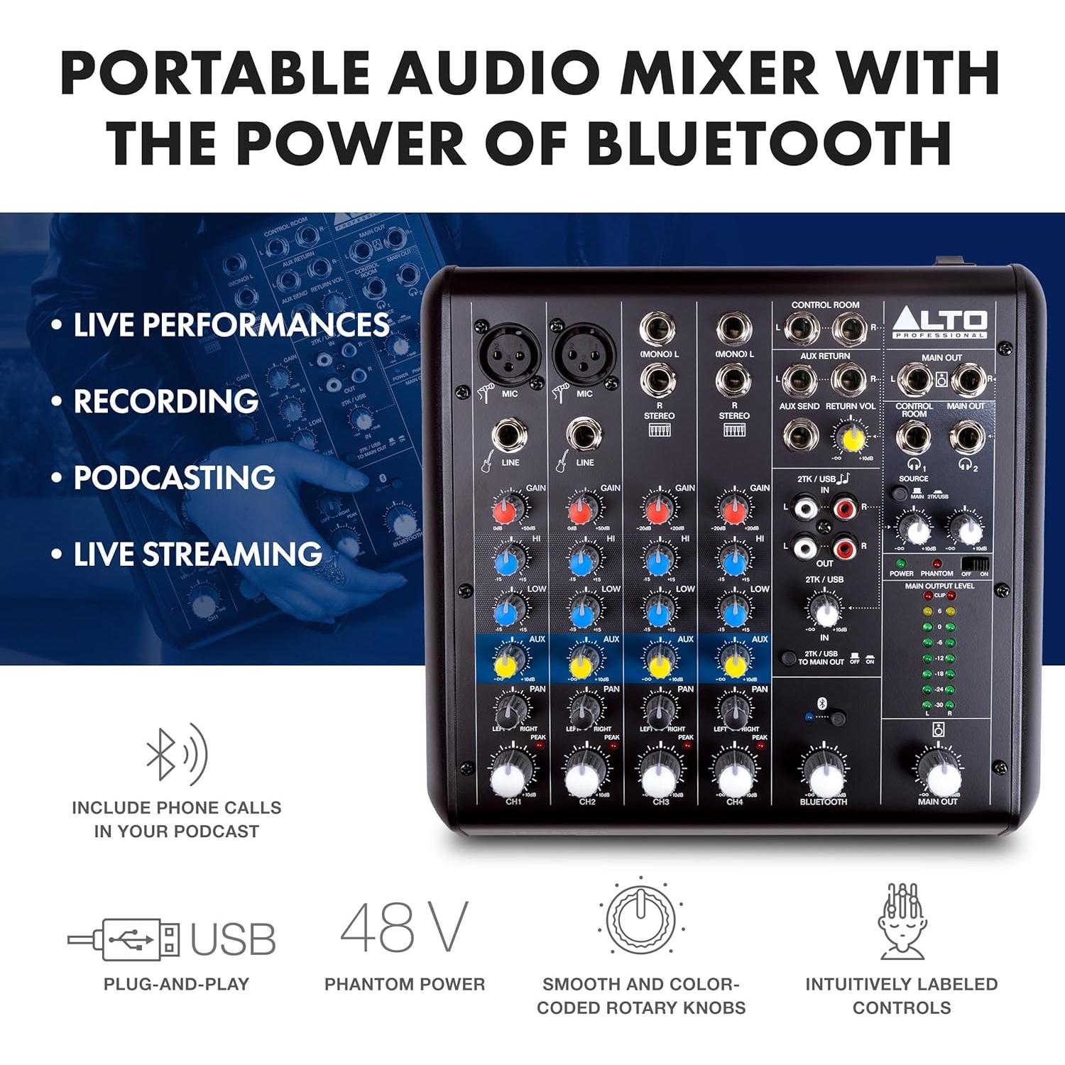 Mezclador de Audio ALTO TrueMix 600 con Bluetooth y USB