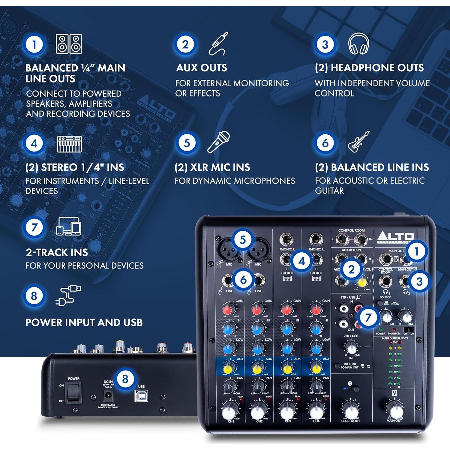 Mezclador de Audio ALTO TrueMix 600 con Bluetooth y USB