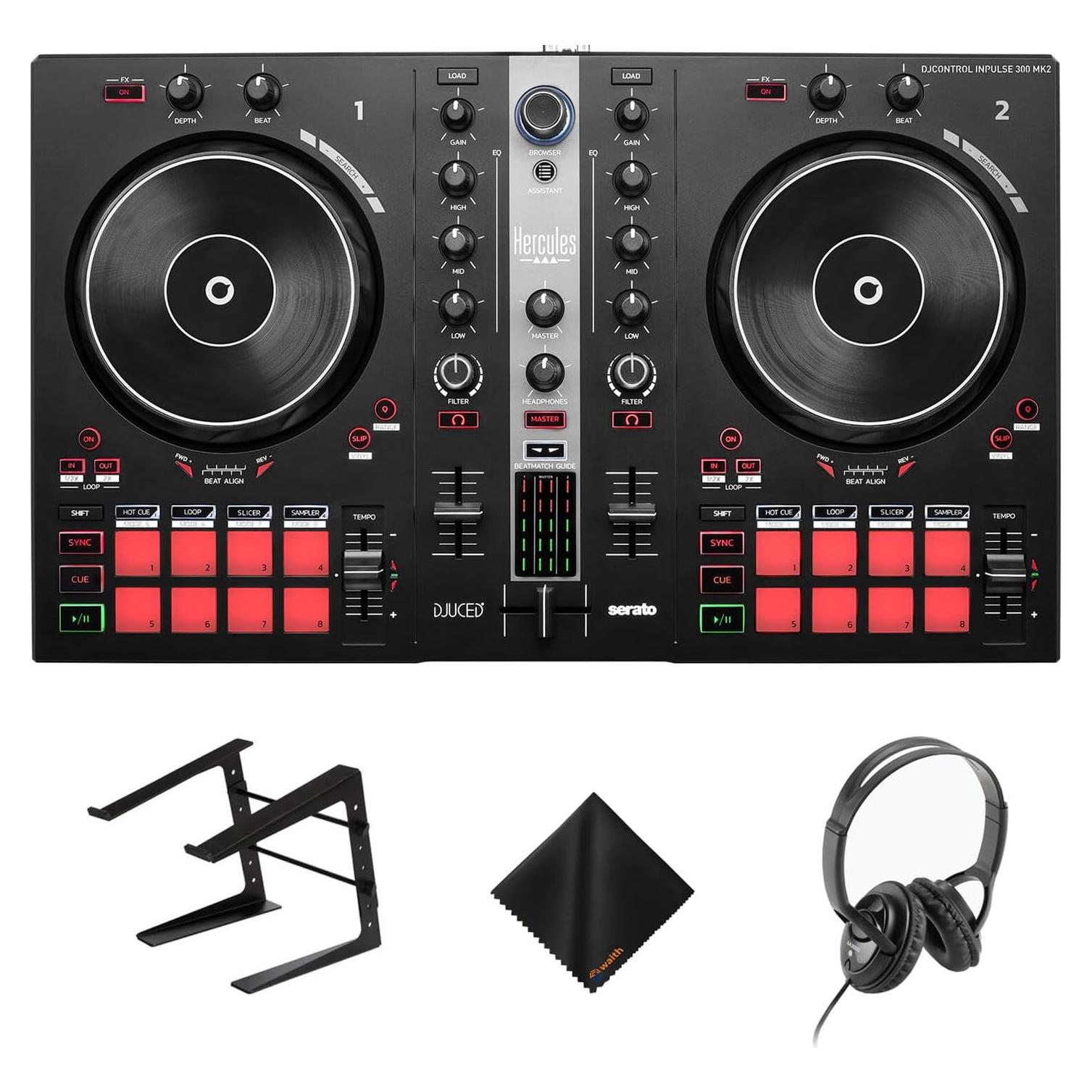 Controlador DJ Hercules DJControl Inpulse 300 + Auriculares y Soporte