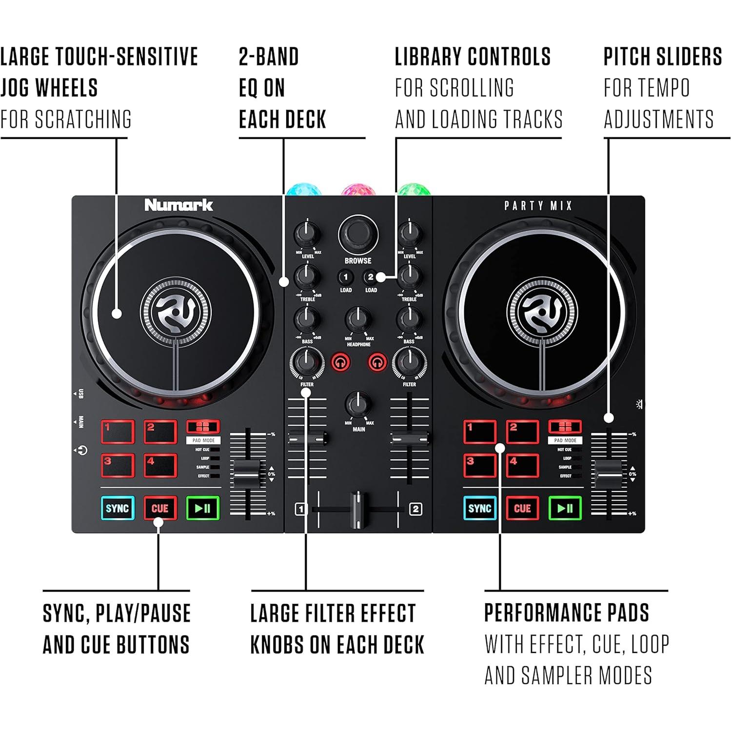 Controlador DJ Numark Party Mix II + Auriculares HF175
