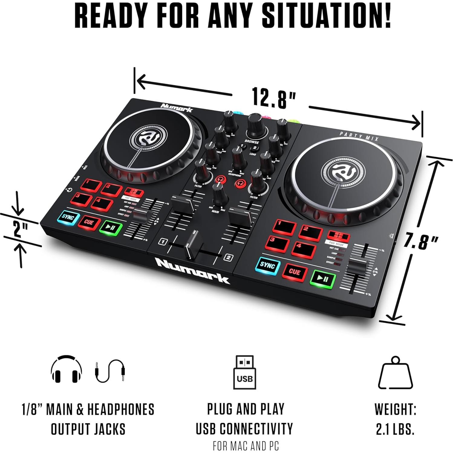 Controlador DJ Numark Party Mix II + Auriculares HF175