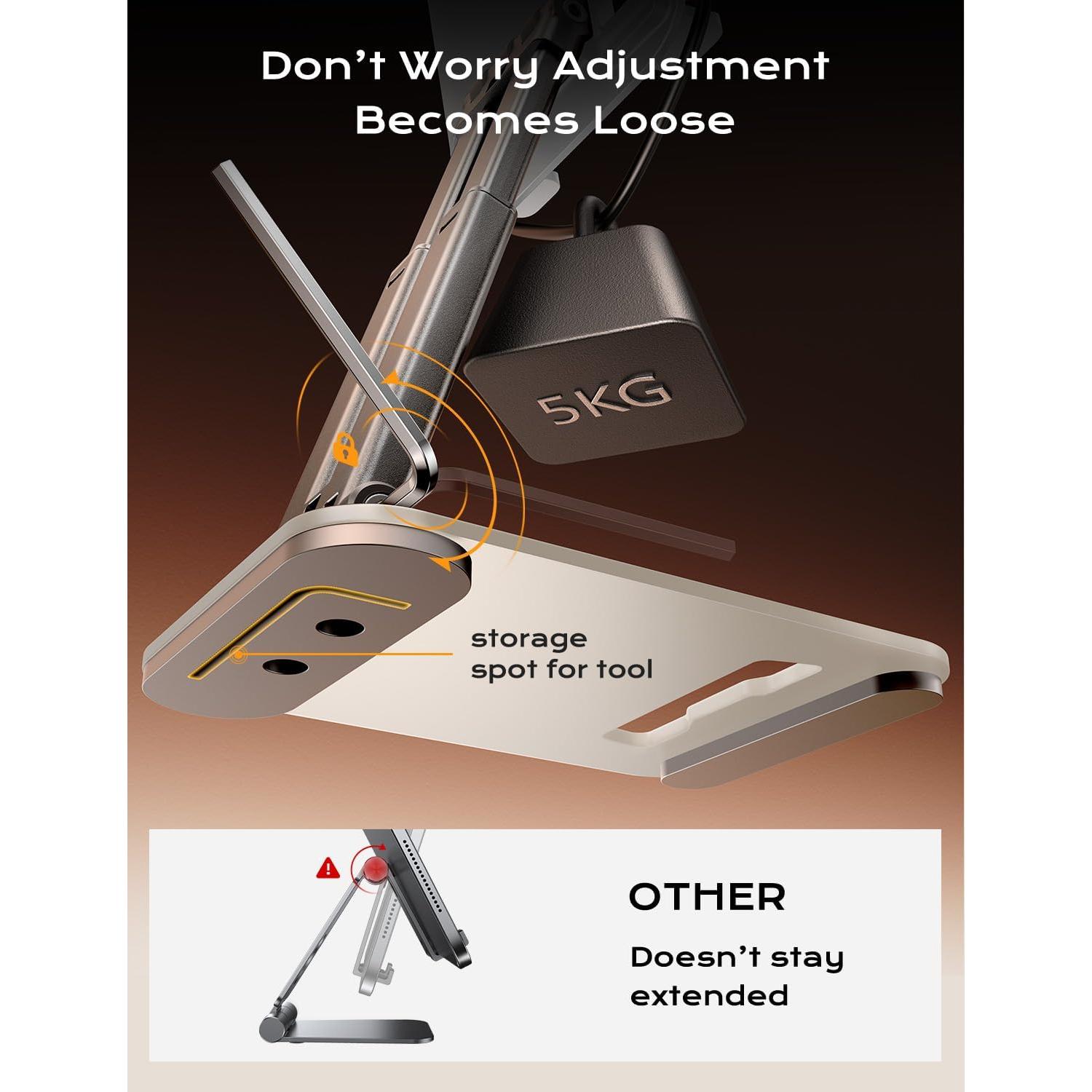 Soporte para Tablet LISEN Plegable Blanco 4-40 cm Ajustable