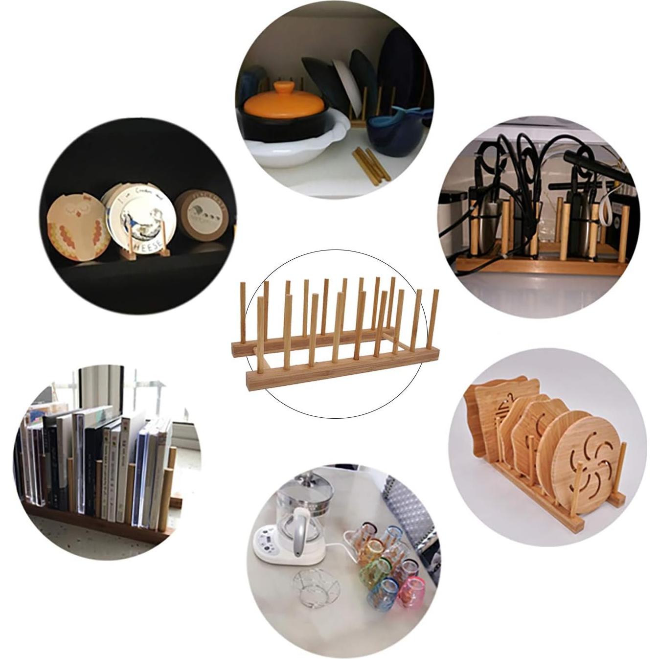 Estante para Secar Platos Ahyuan de Bambú Natural 35.1x13x10.7 cm