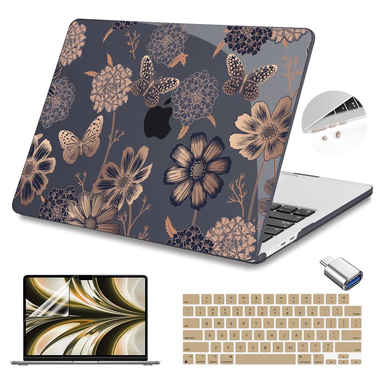 Carcasa Teryeefi para MacBook Air 13.6" M2 M3 M4 Floral